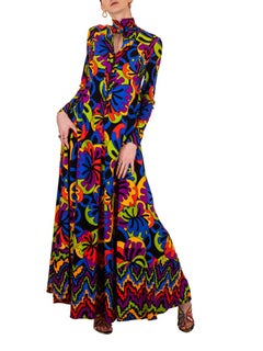 Frank Usher Multicolour Psychedelic Print Maxi Dress 1970s