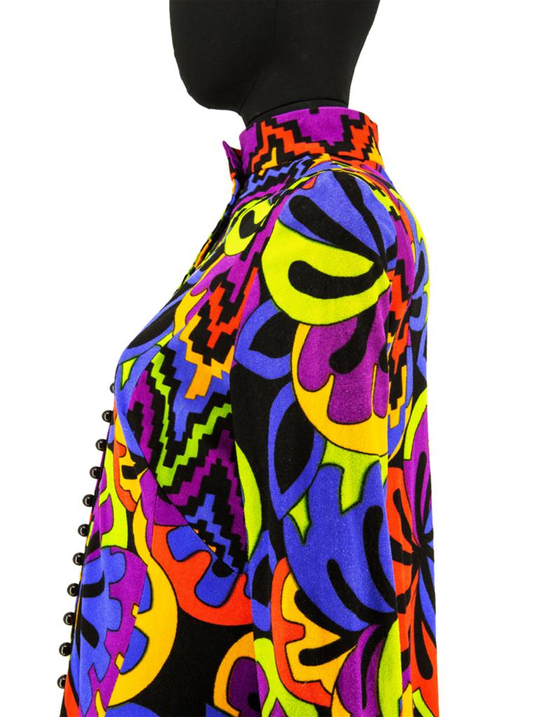 Frank Usher - Robe longue à imprimé psychédélique multicolore, années 1970 Bon état - En vente à London, GB
