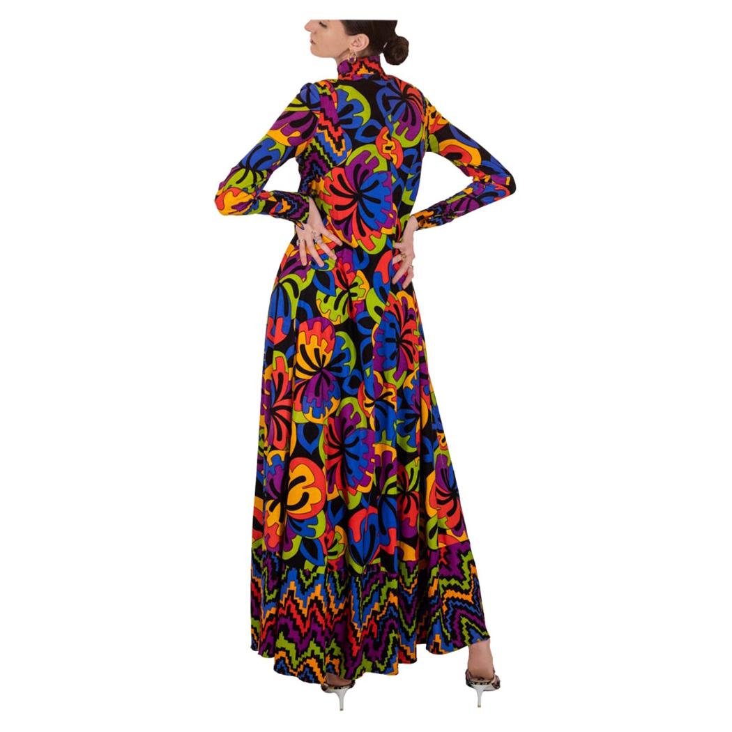 1970's psychedelic rainbow maxi halter neck dress Size Small Medium