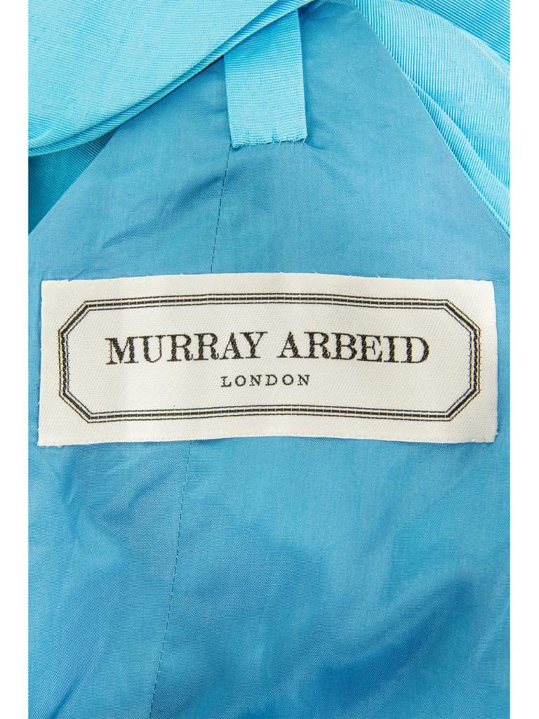 Murray Arbeid Blue Topaz Silk Moiré Dress With Bows 1980s For Sale 3