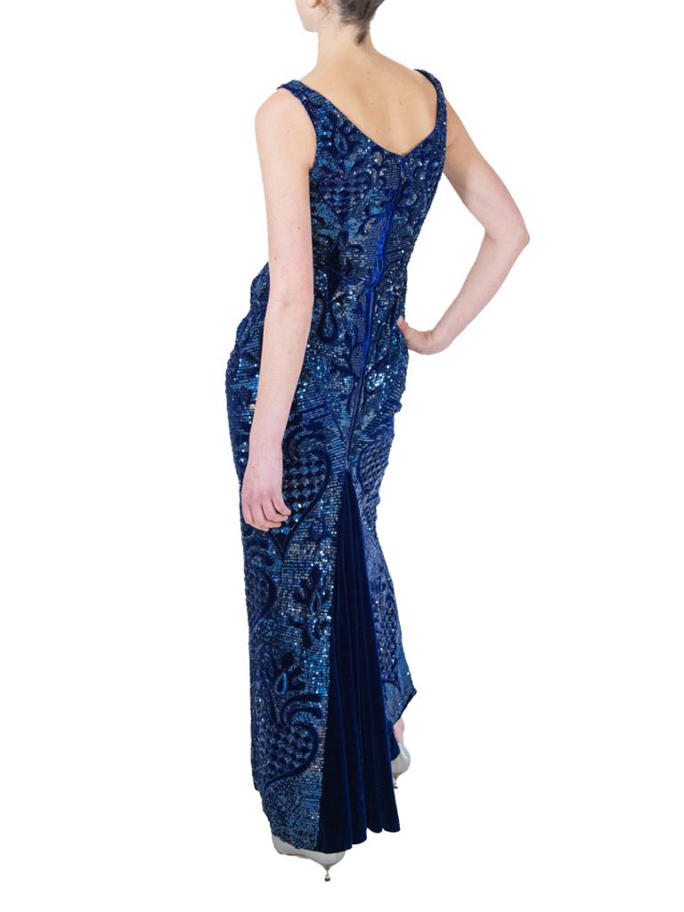Navy Sequin Evening Dress Early 1960s In Good Condition For Sale In London, GB