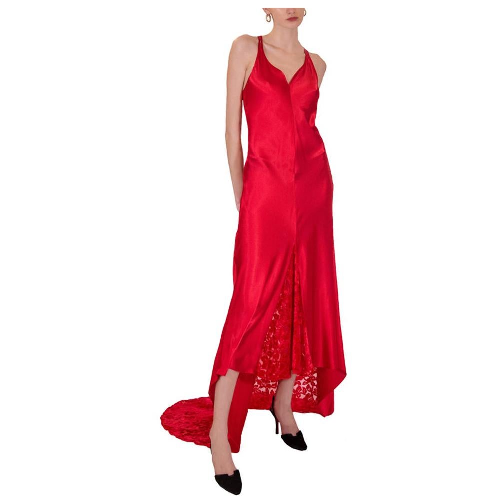 Valentino Red Slip Dress Early 1990s