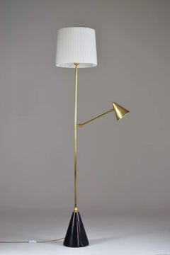 De-Light F1 Stehlampe mit doppelter Leuchte aus Messing, Flow Kollektion