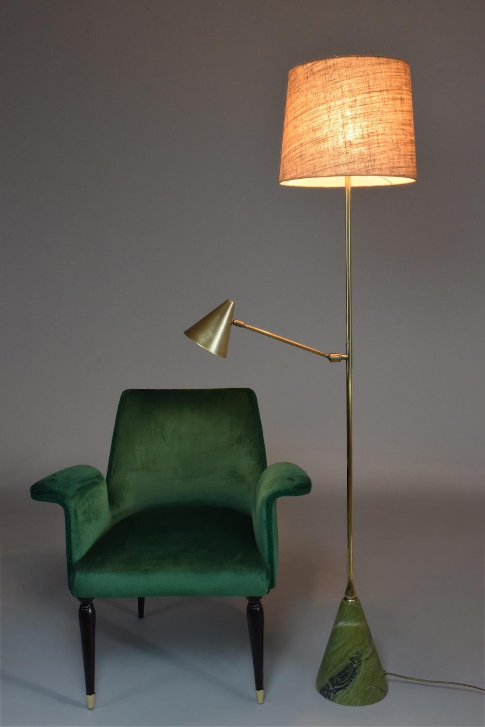 Organic Modern De-Light F1 Double Light Brass Floor Lamp, Flow Collection