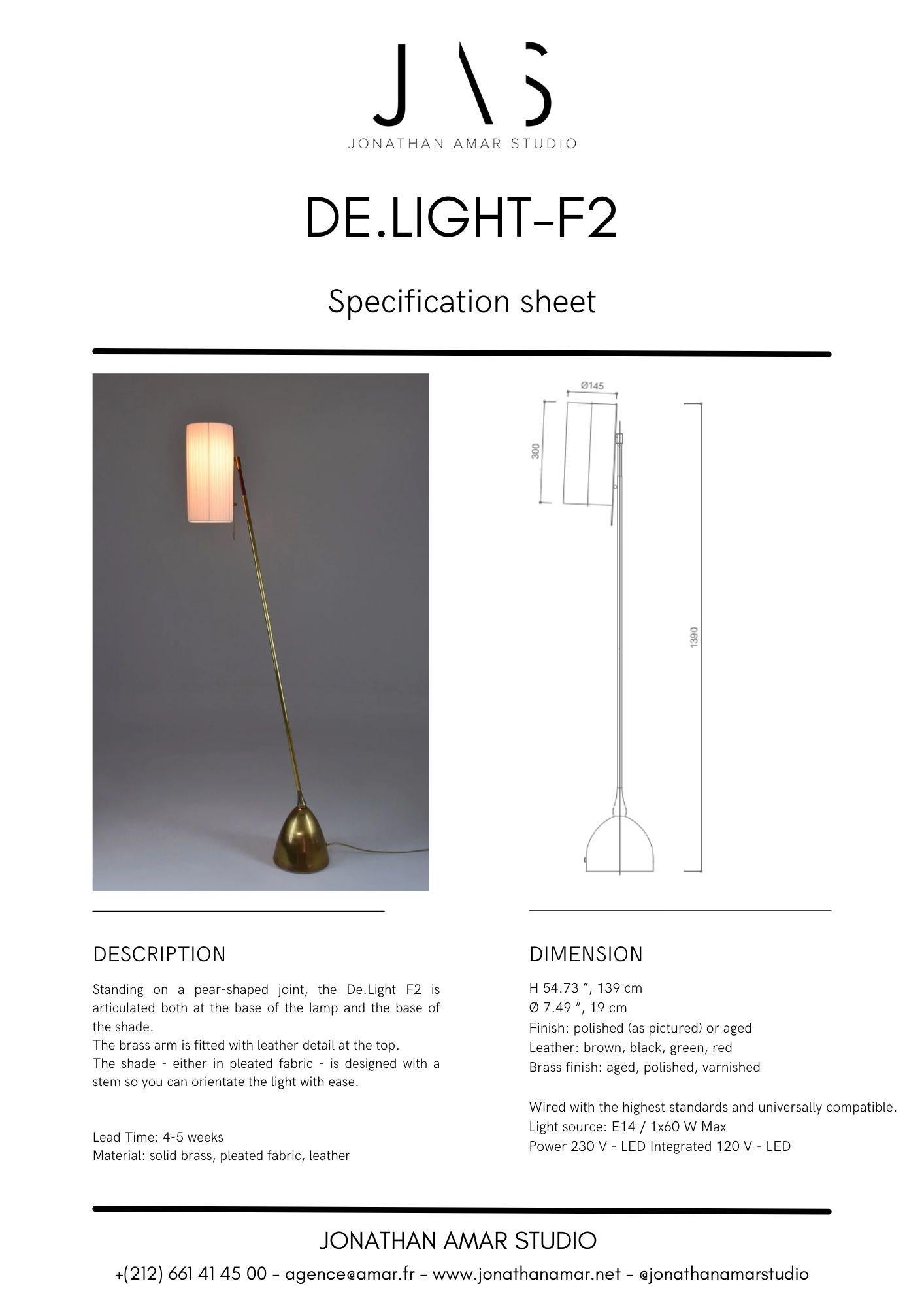De-Light F2 Articulating Brass Floor Lamp, Flow Collection For Sale 11
