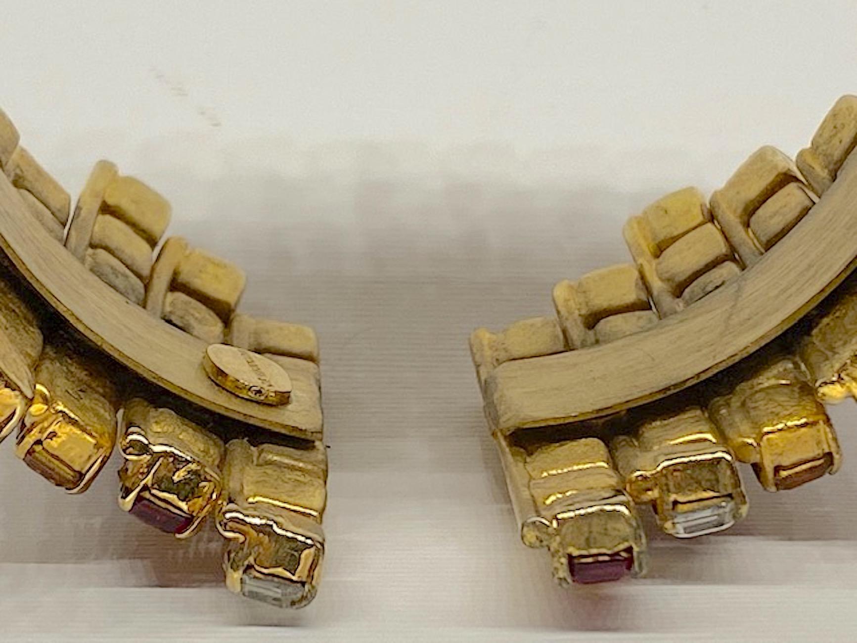 Gianni De Liguoro 1980s Wide Rhinestone Cuff Bracelet For Sale 10