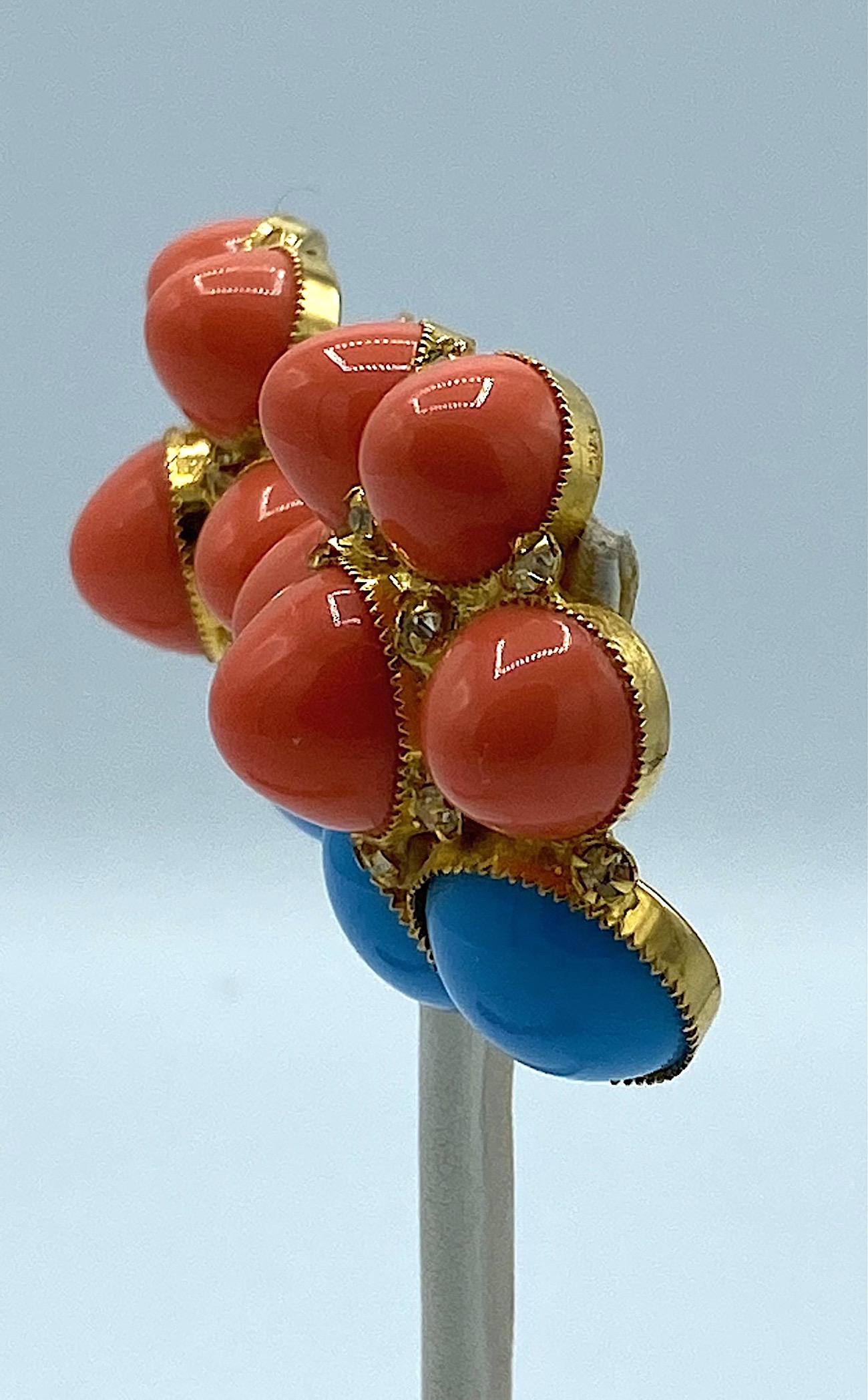 De Lillo 1970s Faux Coral & Turquoise Bracelet and Earrings 12