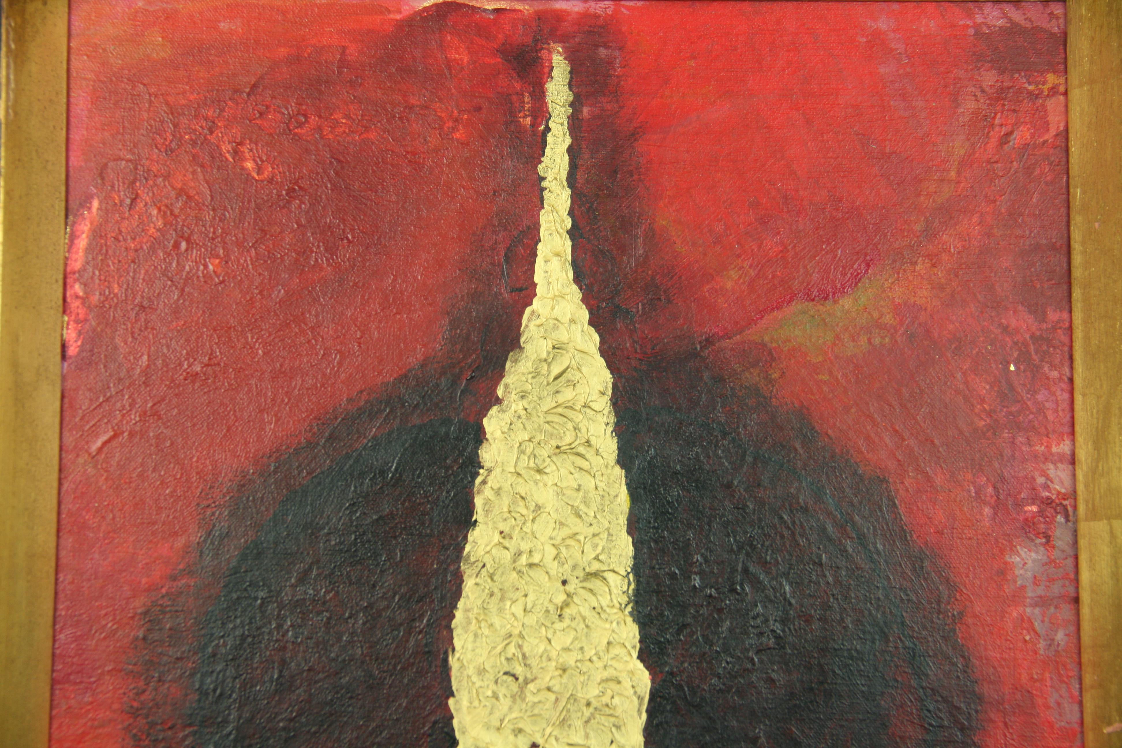   Red Gold Rising Sun  Abstract Painting 1960 For Sale 2