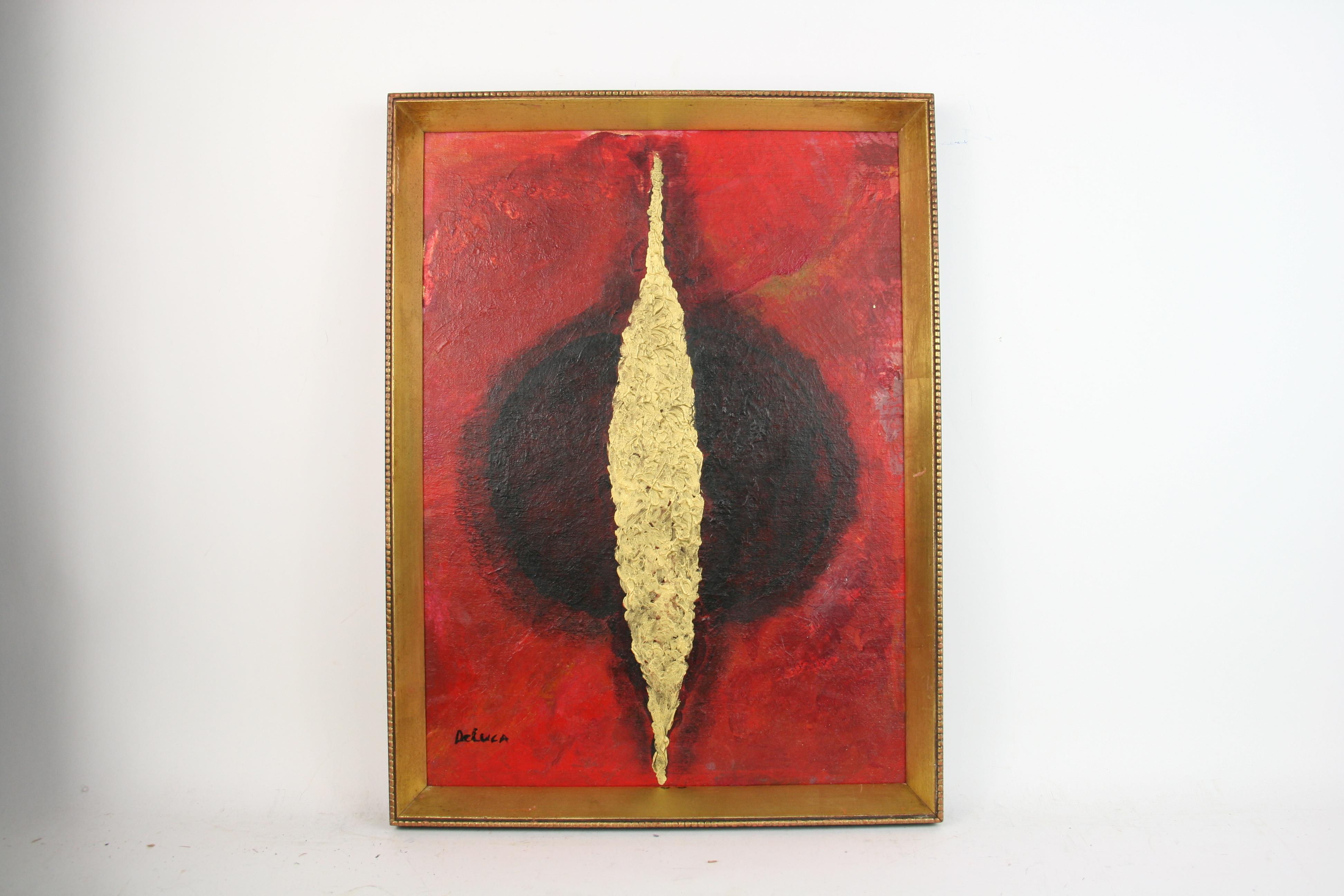   Red Gold Rising Sun  Abstract Painting 1960 For Sale 3