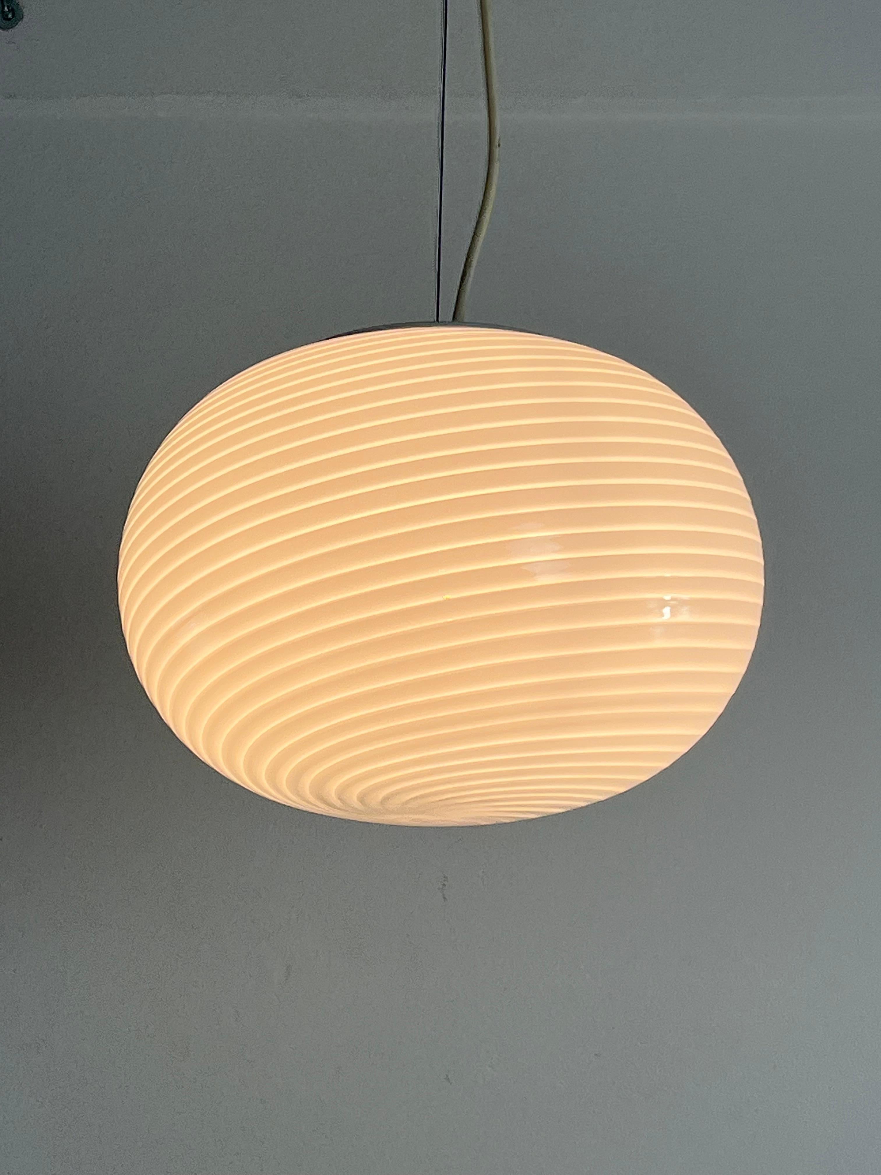 Mid-20th Century De Majo Murano Glass Spiral Pendant Lamp, 1960s For Sale