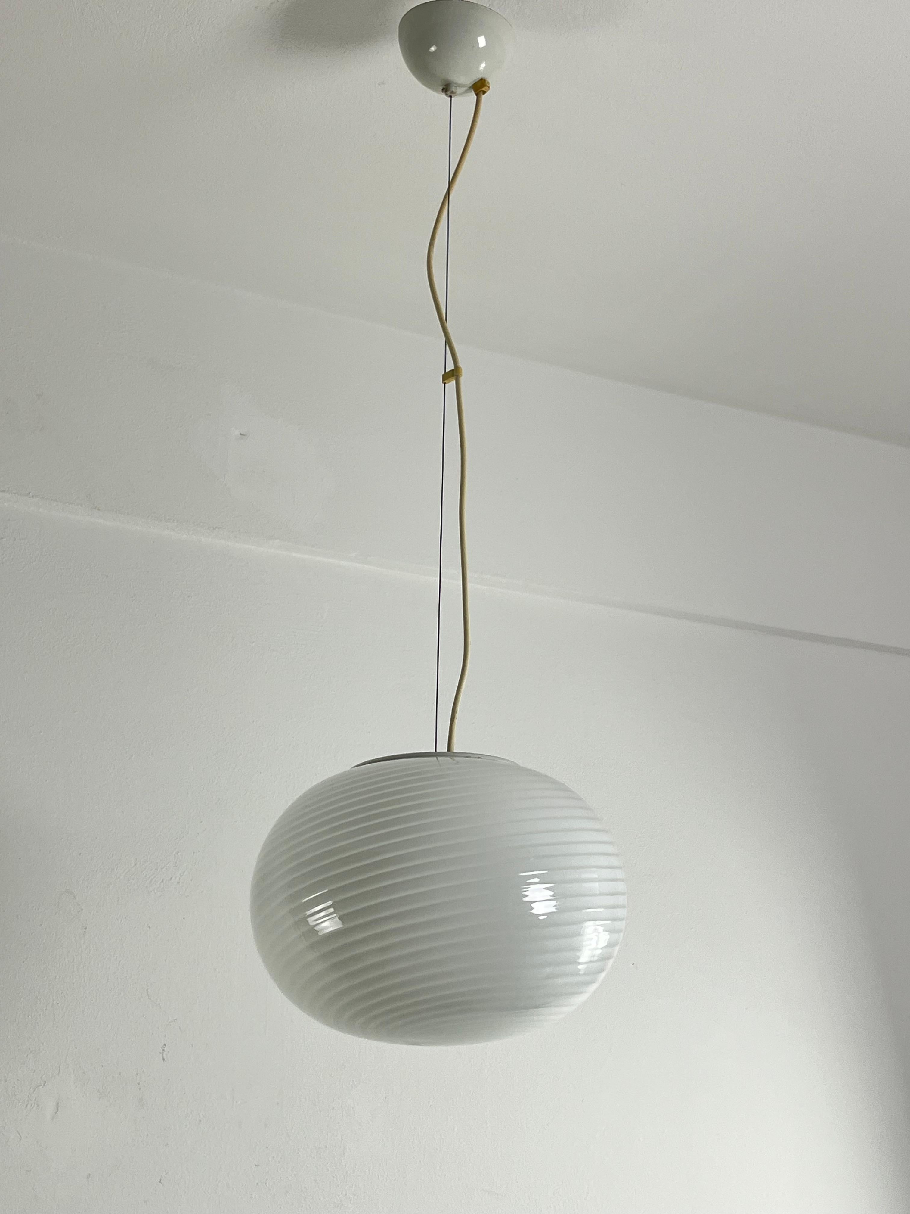 De Majo Murano Glass Spiral Pendant Lamp, 1960s For Sale 1