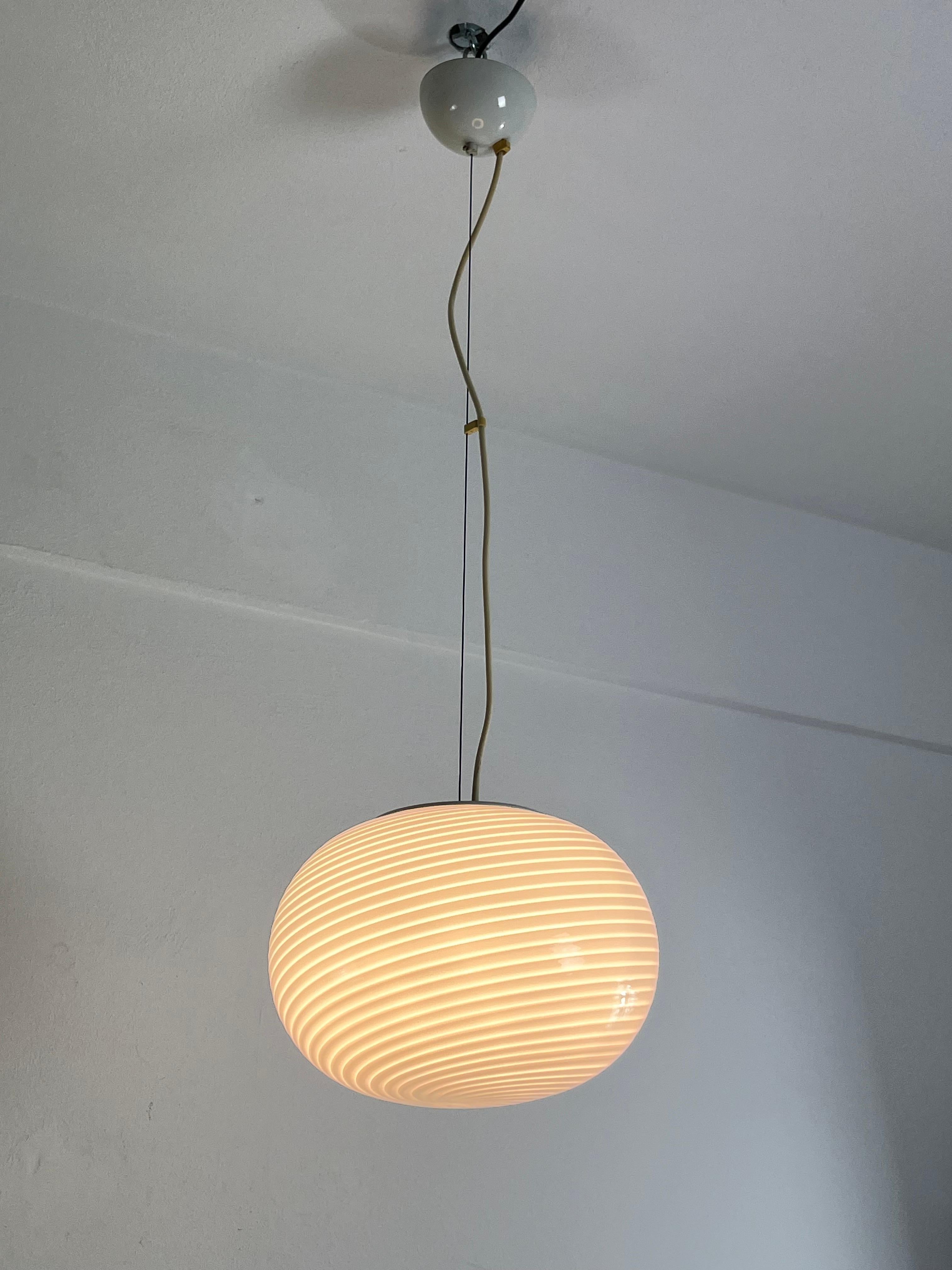 De Majo Murano Glass Spiral Pendant Lamp, 1960s For Sale 3