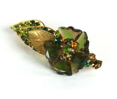 De Mario Faceted Glass Petal Flower Brooch