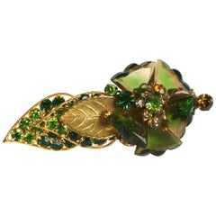 Vintage De Mario Faceted Glass Petal Flower Brooch