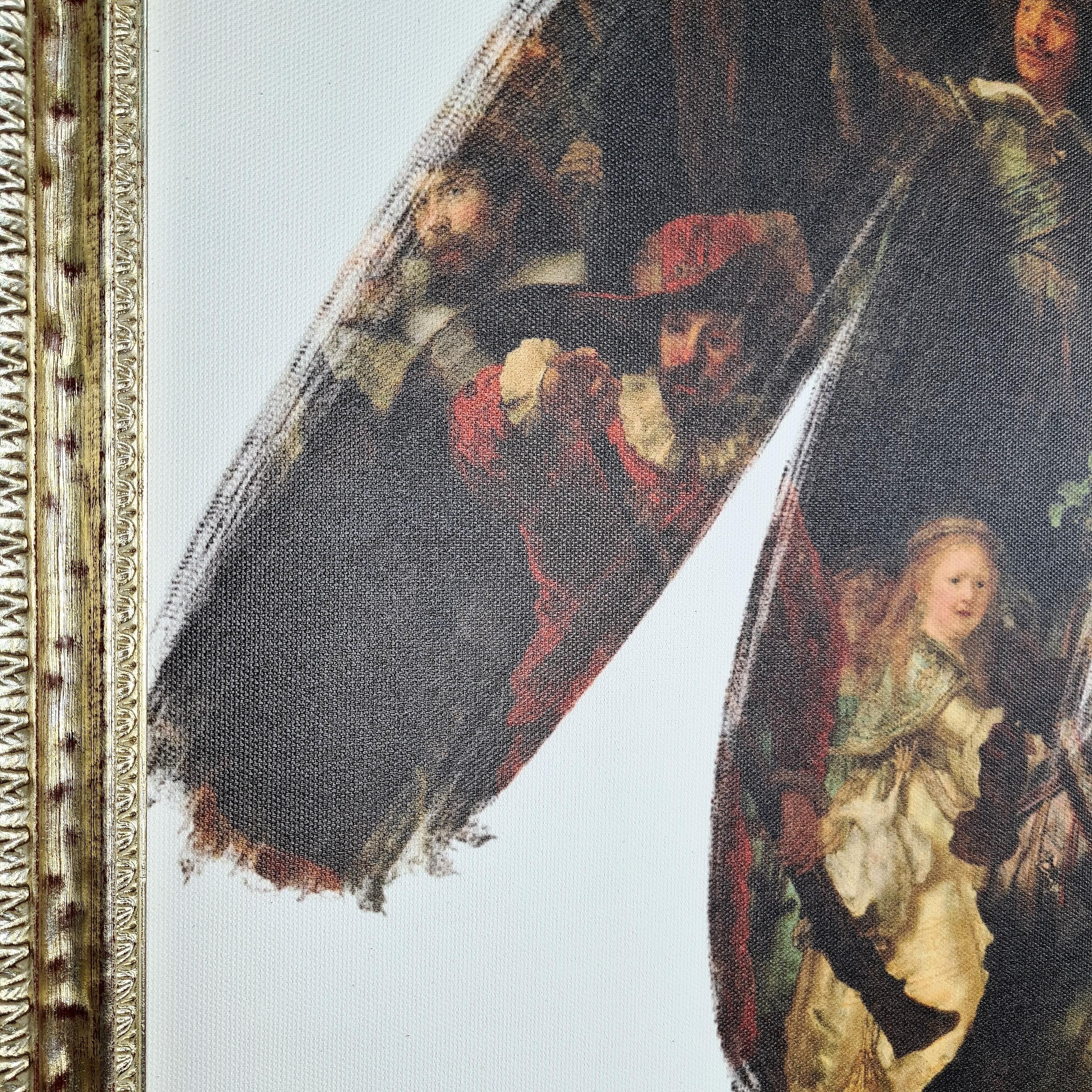 „De Nachtwacht“, Rembrandt- Kopie auf Leinwand gedruckt, handgefertigt in Italien, 2021 im Angebot 4