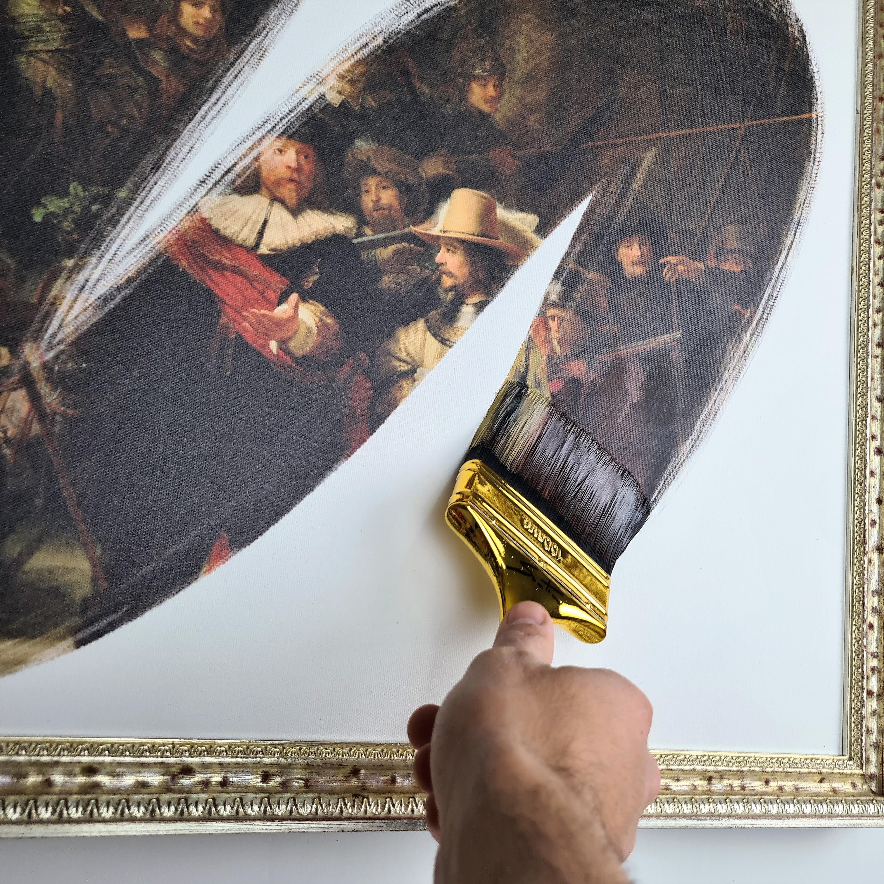 „De Nachtwacht“, Rembrandt- Kopie auf Leinwand gedruckt, handgefertigt in Italien, 2021 im Angebot 6