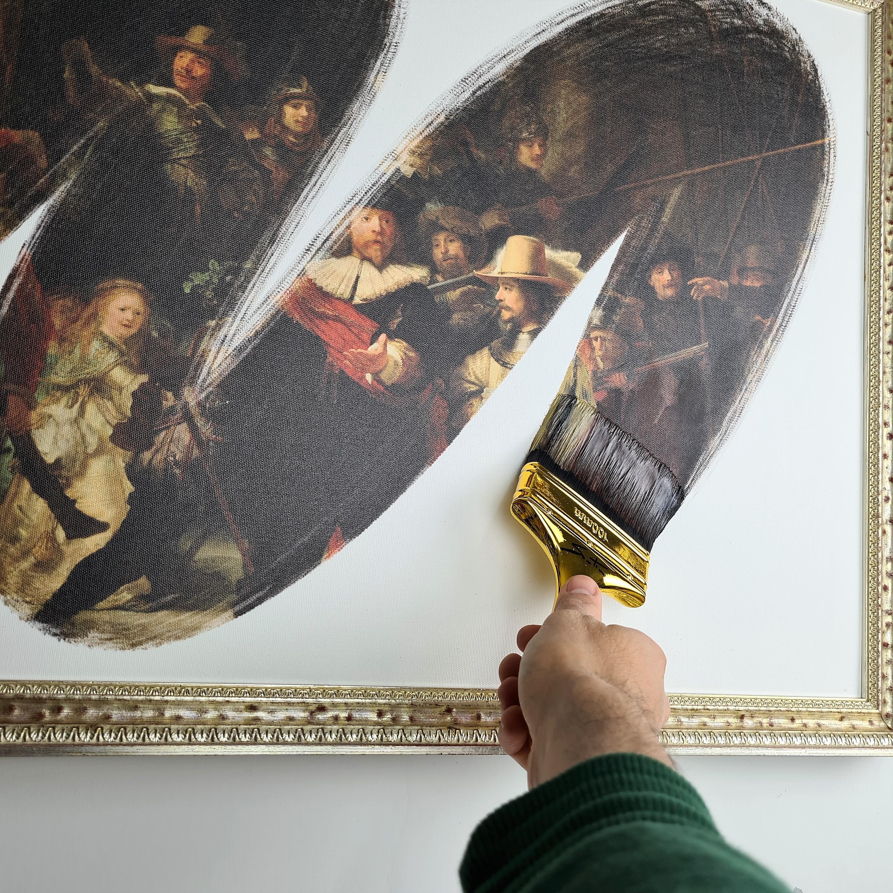 „De Nachtwacht“, Rembrandt- Kopie auf Leinwand gedruckt, handgefertigt in Italien, 2021 im Angebot 7