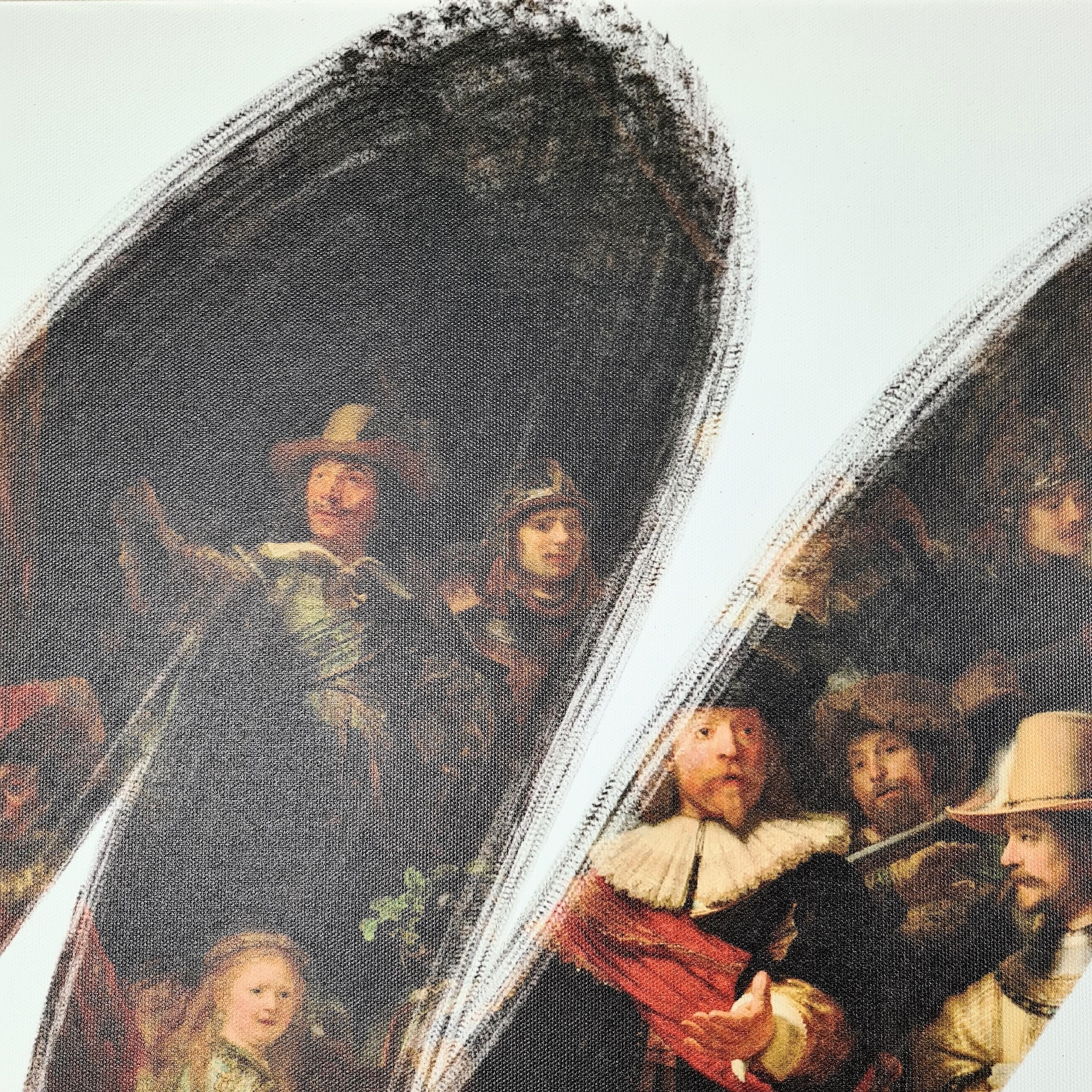 „De Nachtwacht“, Rembrandt- Kopie auf Leinwand gedruckt, handgefertigt in Italien, 2021 im Zustand „Neu“ im Angebot in San Miniato PI, IT