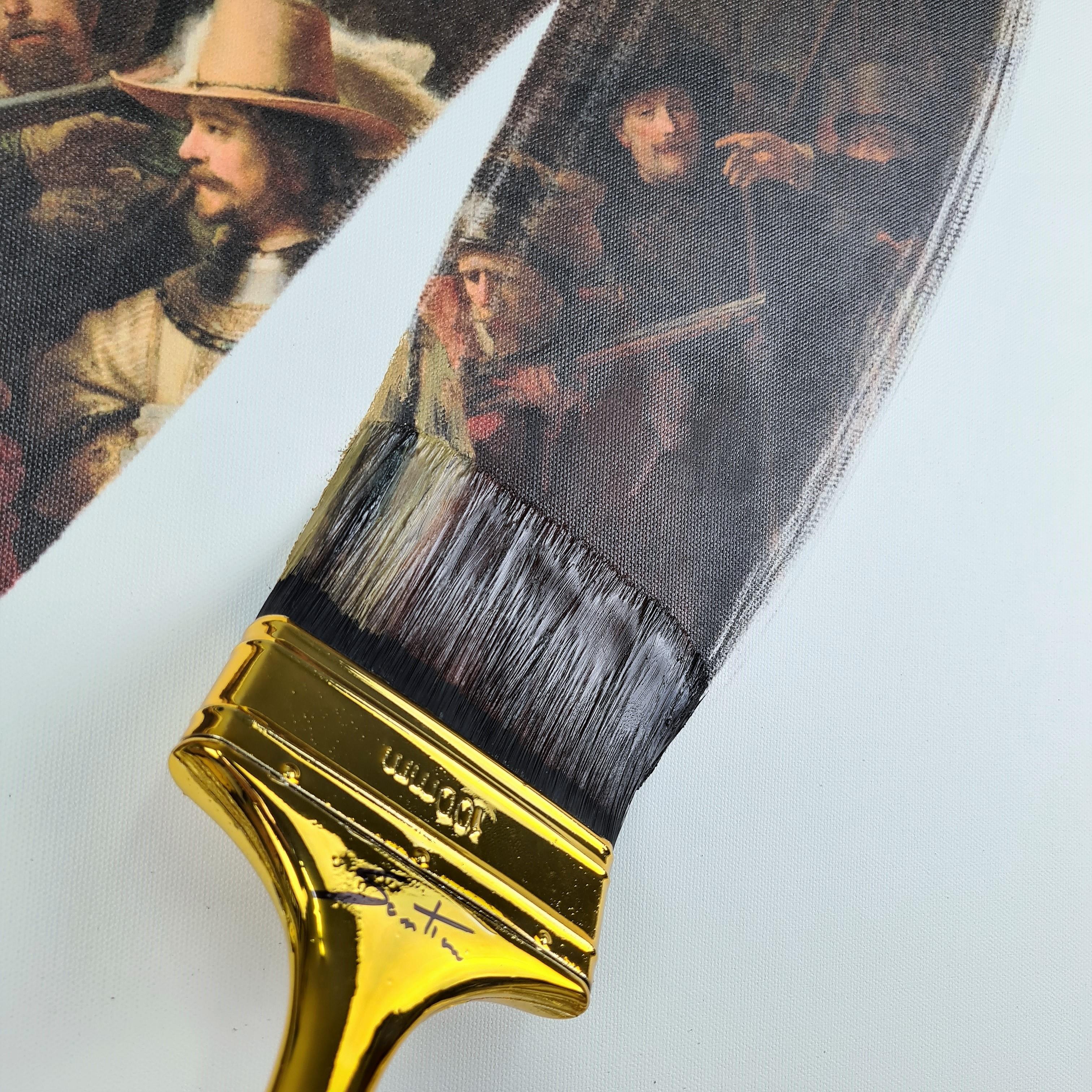 „De Nachtwacht“, Rembrandt- Kopie auf Leinwand gedruckt, handgefertigt in Italien, 2021 (21. Jahrhundert und zeitgenössisch) im Angebot