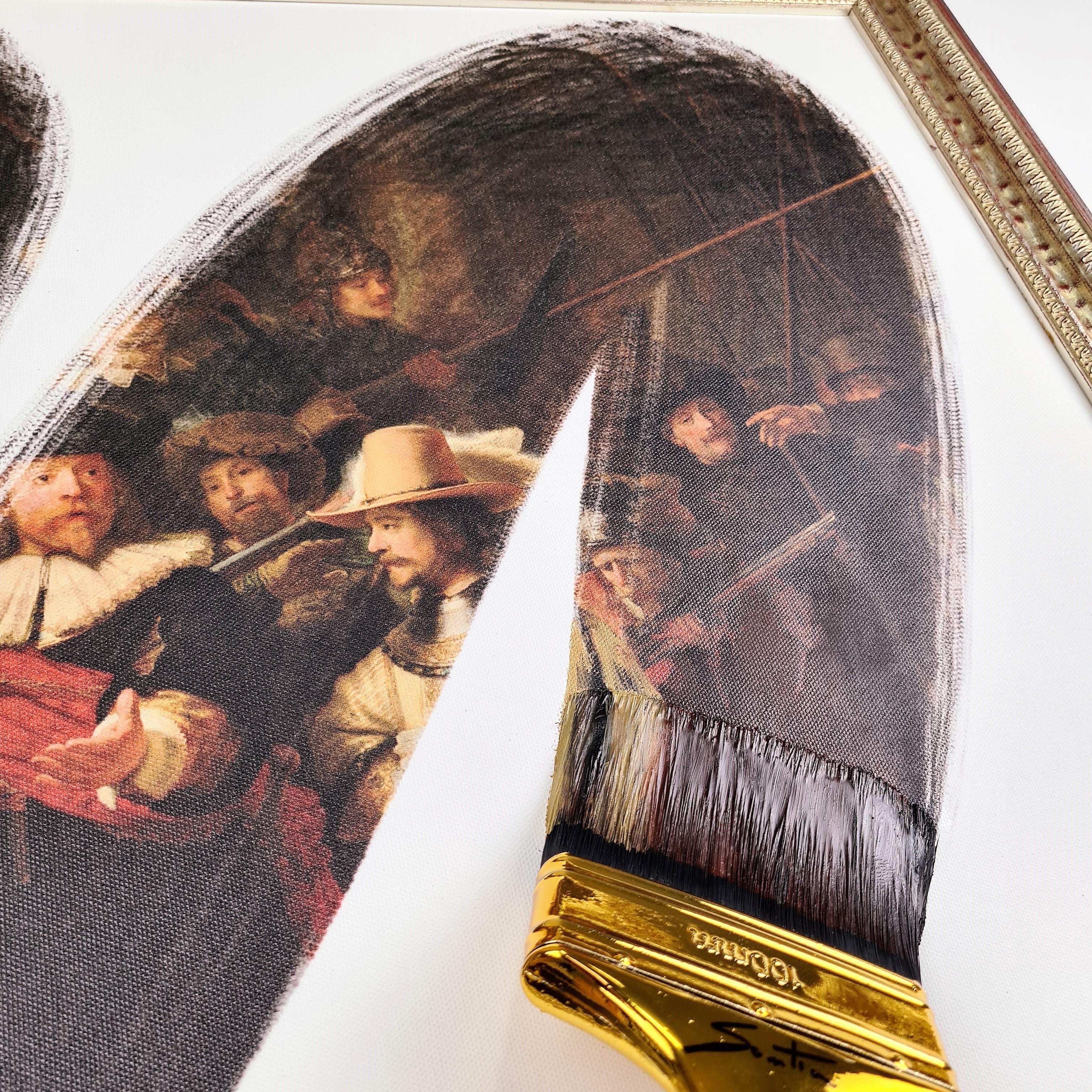 „De Nachtwacht“, Rembrandt- Kopie auf Leinwand gedruckt, handgefertigt in Italien, 2021 im Angebot 1