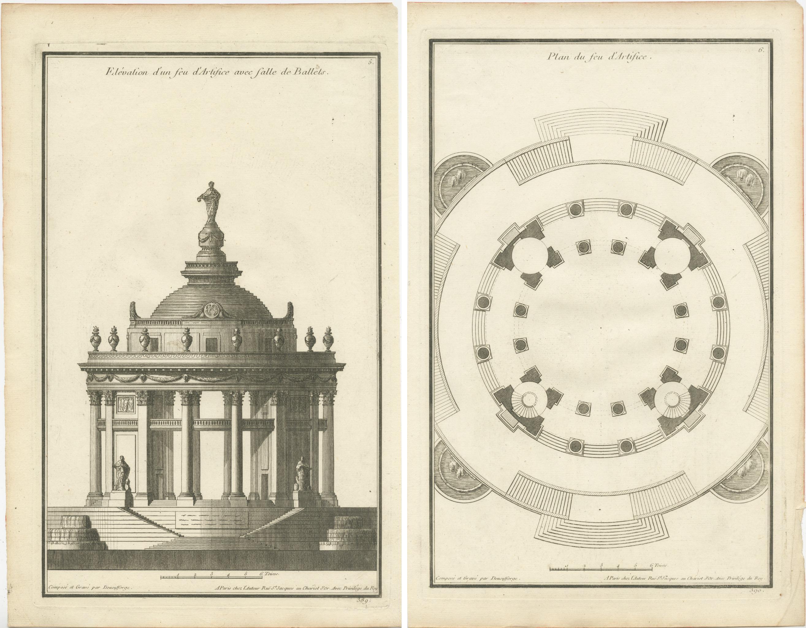 18th Century De Neufforge's Neoclassical Visions: Original Engravings, ca.1770 For Sale