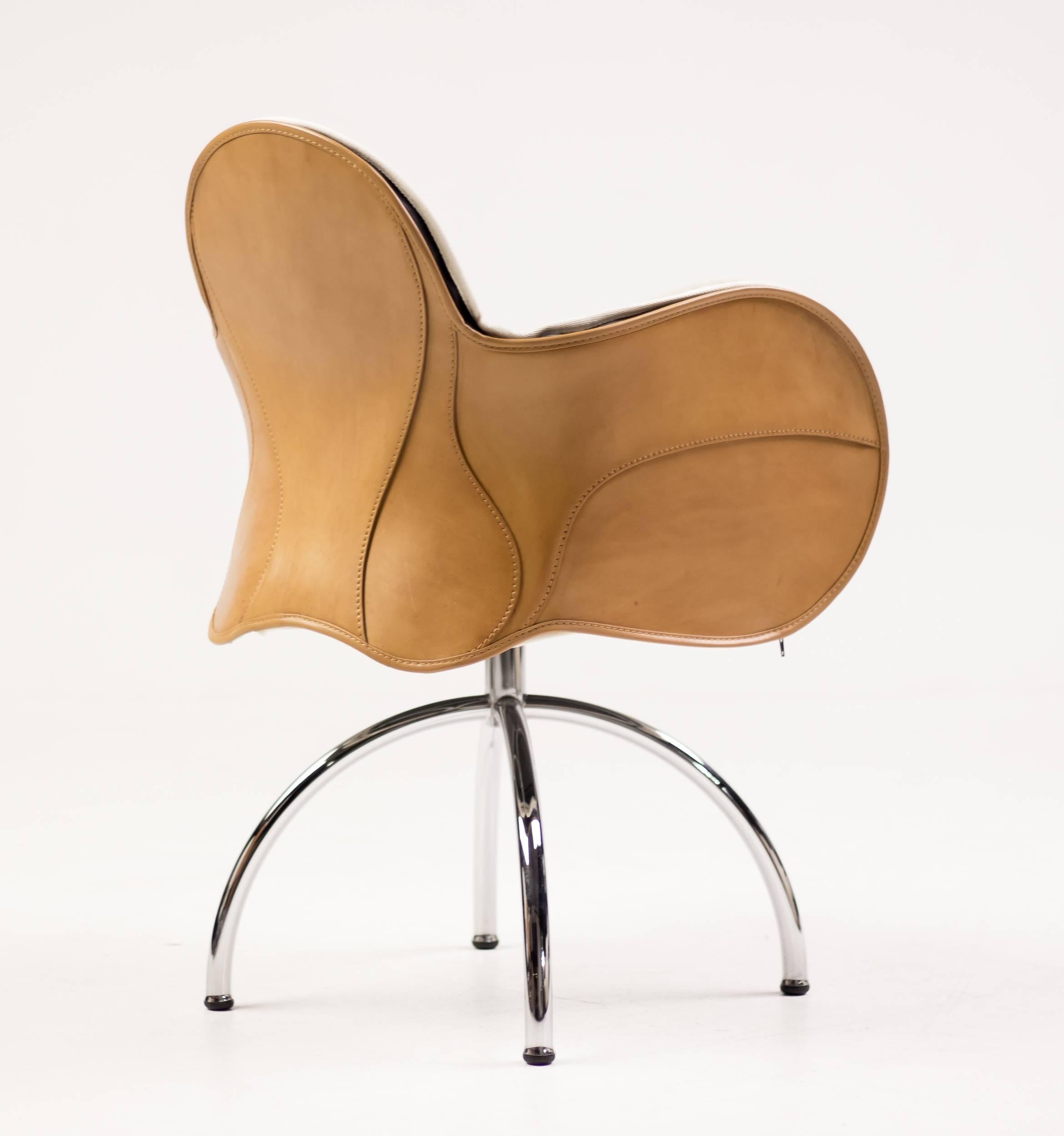 Modern De Padova Incisa Chair and Serbelloni Desk Chair in Saddle Leather