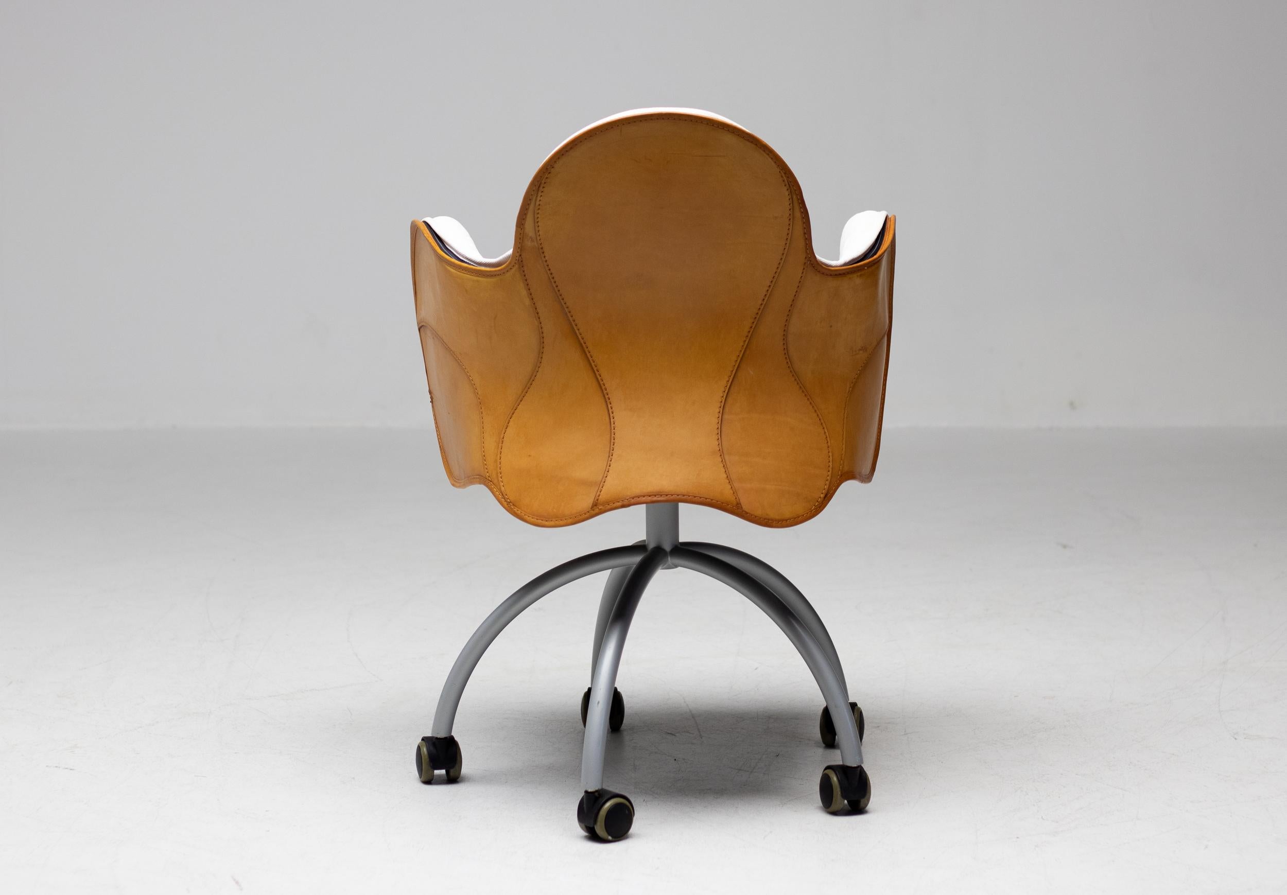 Modern De Padova Incisa Chair in Saddle Leather For Sale