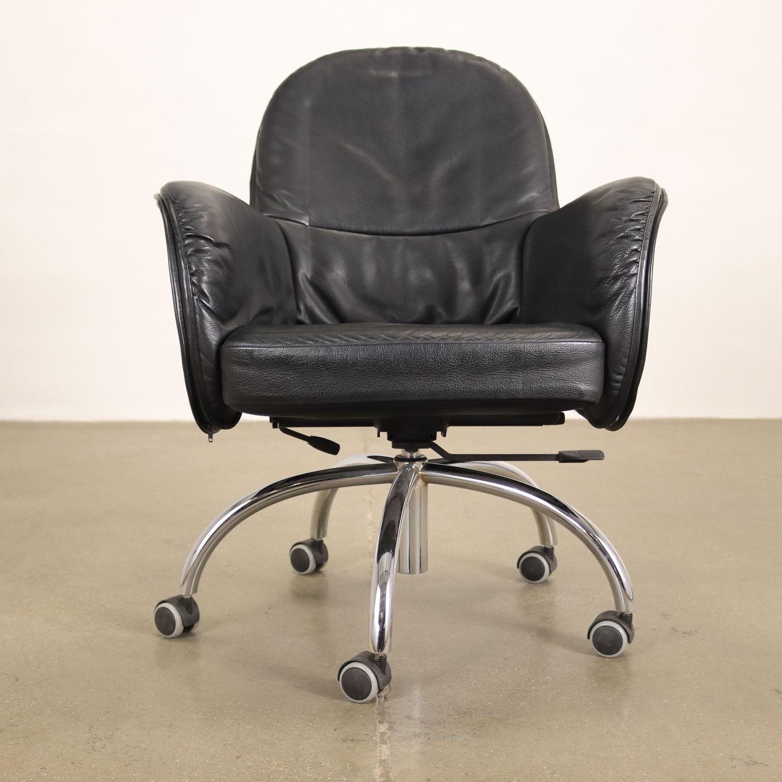 Late 20th Century De Padova Serbelloni Office Chair Leather Italy 1990s