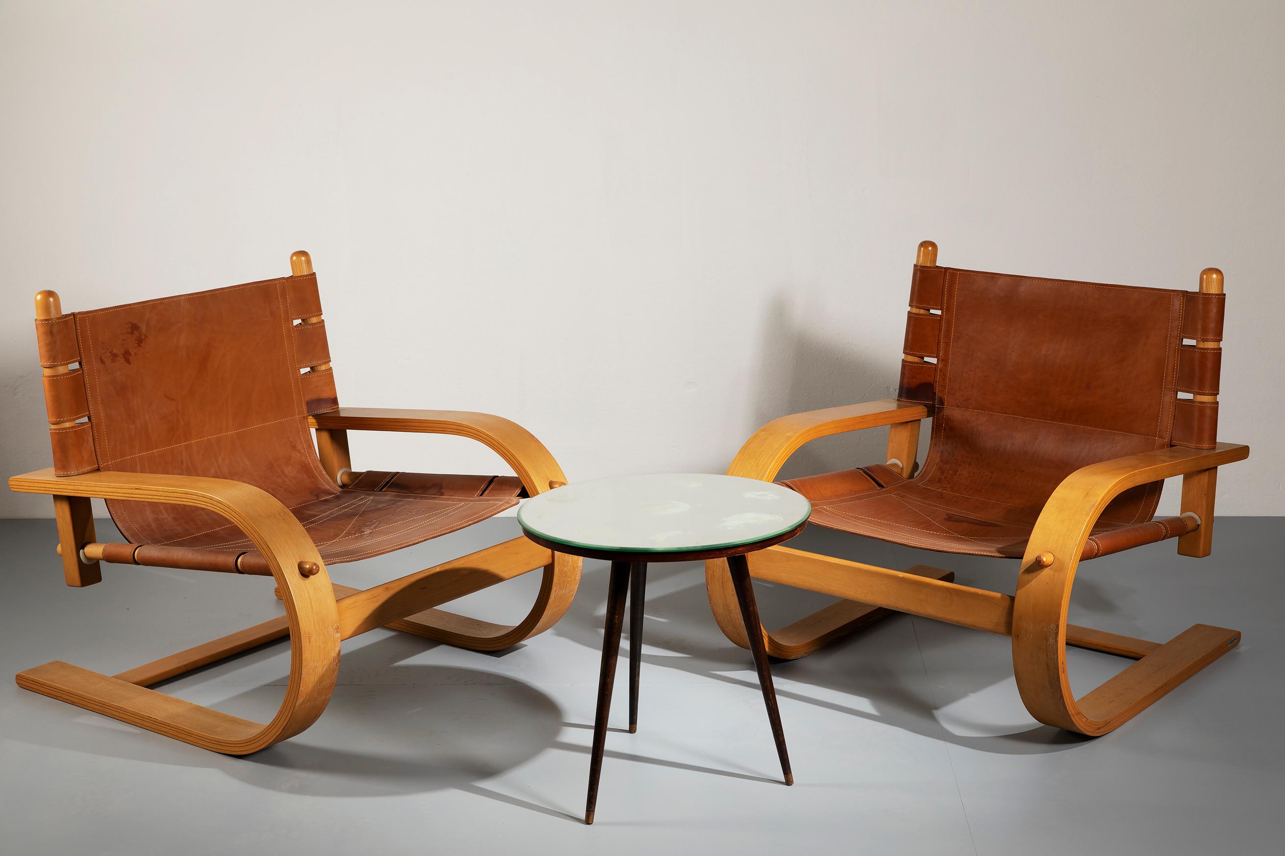 De Pas, D' Urbino, Lomazzi Pair of Scacciapensieri Lounge Chairs for Poltronova For Sale 5