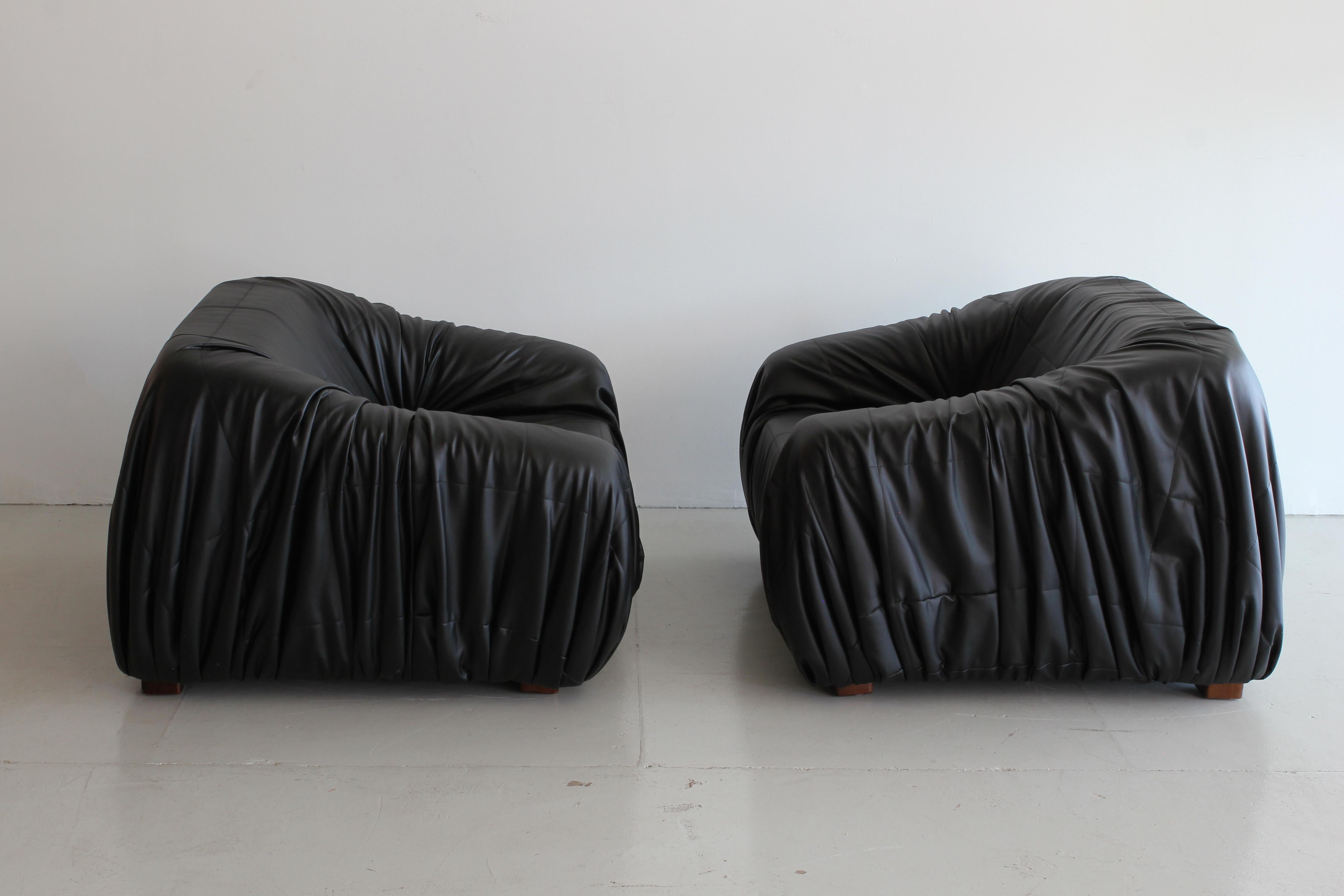 Italian De Pas, D'urbino and Lomazzi Club Chairs in Leather