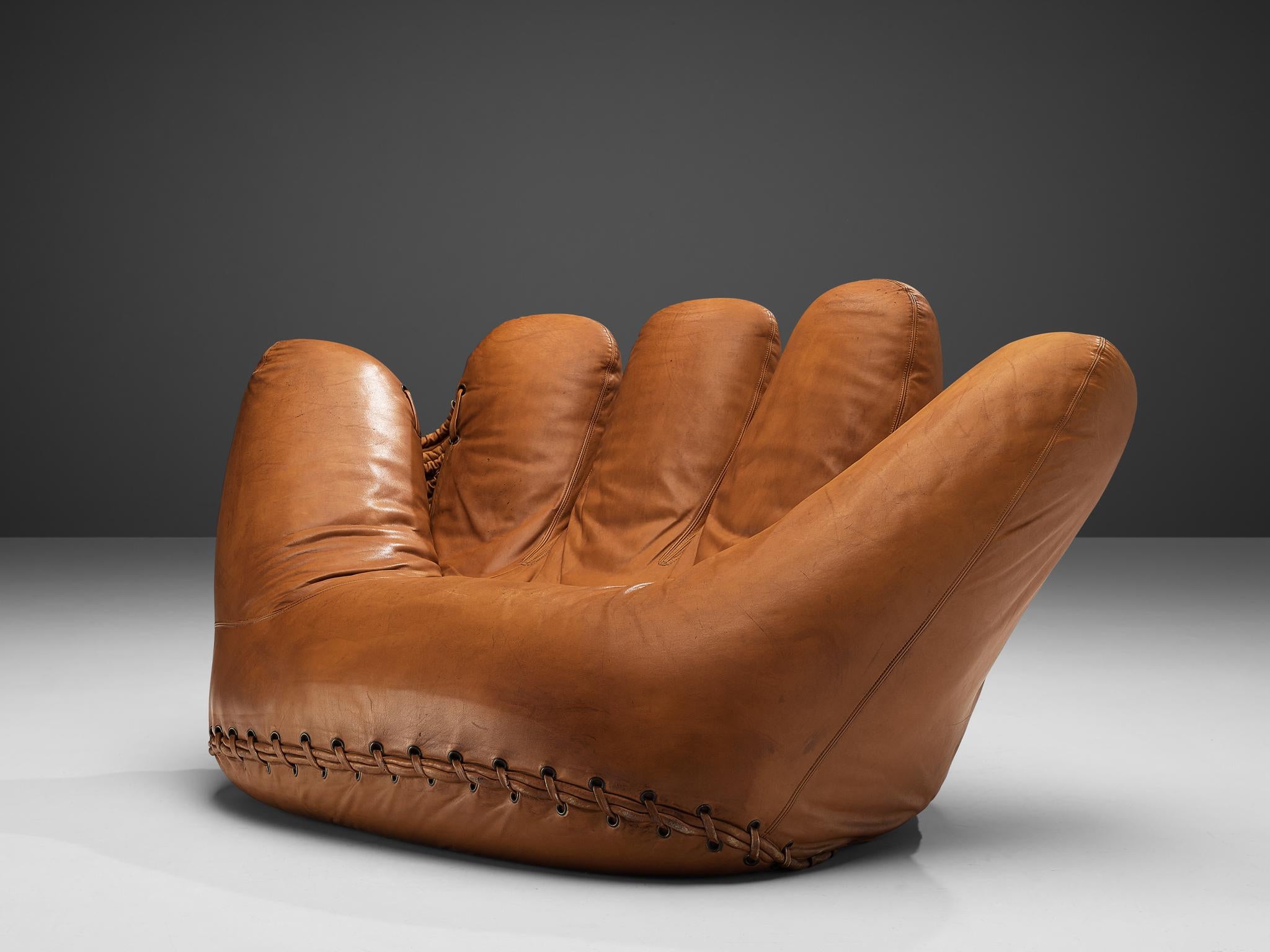 Late 20th Century De Pas D'urbino and Lomazzi 'Joe Seat' in Cognac Leather 