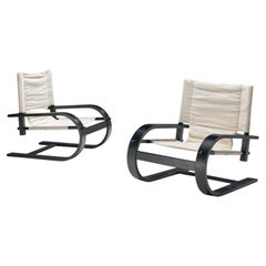 De Pas, D'Urbino, and Lomazzi Pair of 'Scacciapensieri’ Lounge Chairs in Ash