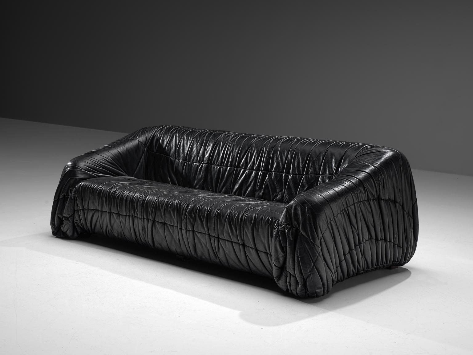 Italian De Pas, D'urbino and Lomazzi Piumino Lounge Set in Black