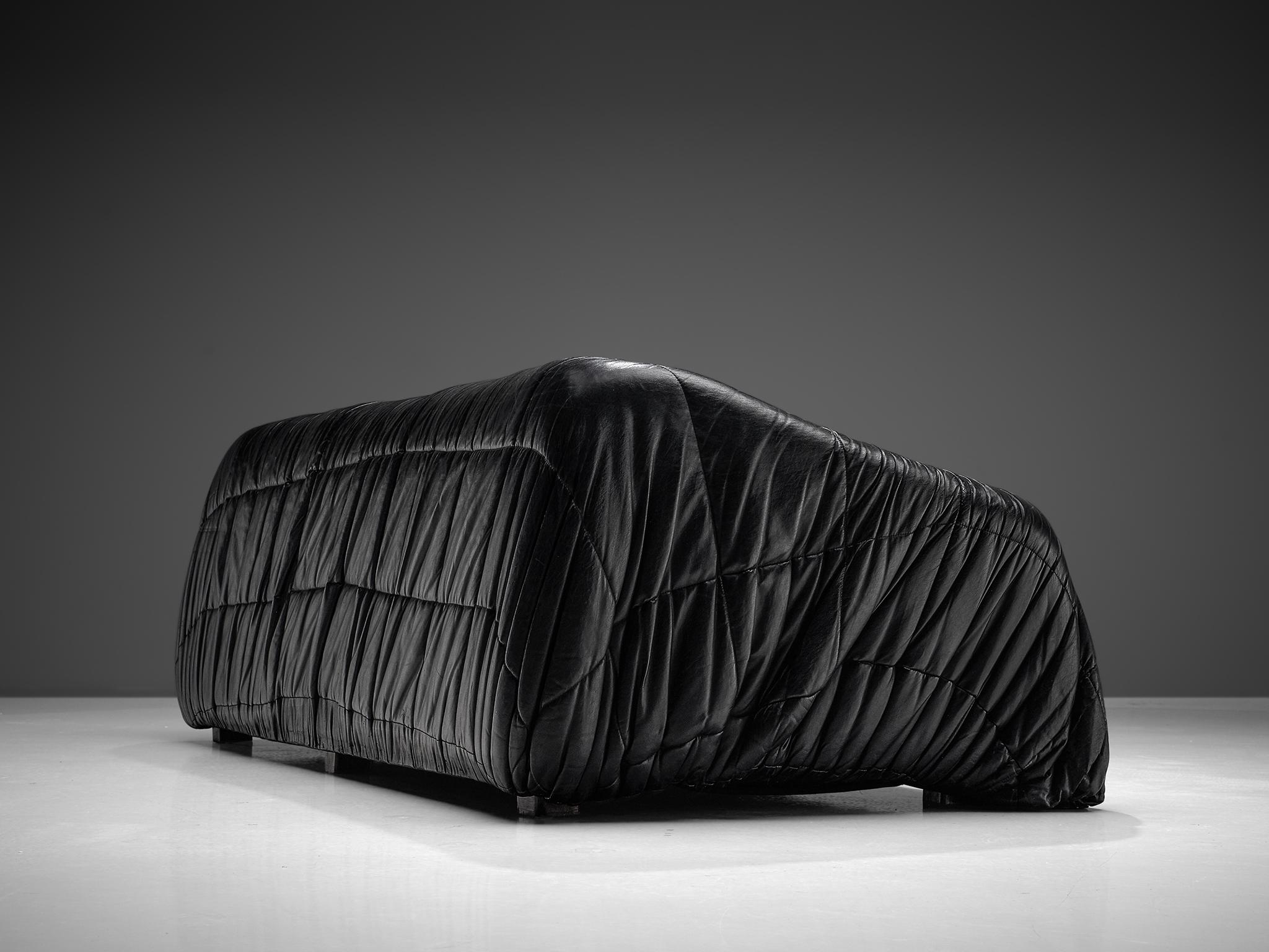 Italian De Pas, D'Urbino and Lomazzi Piumino Sofa in Black