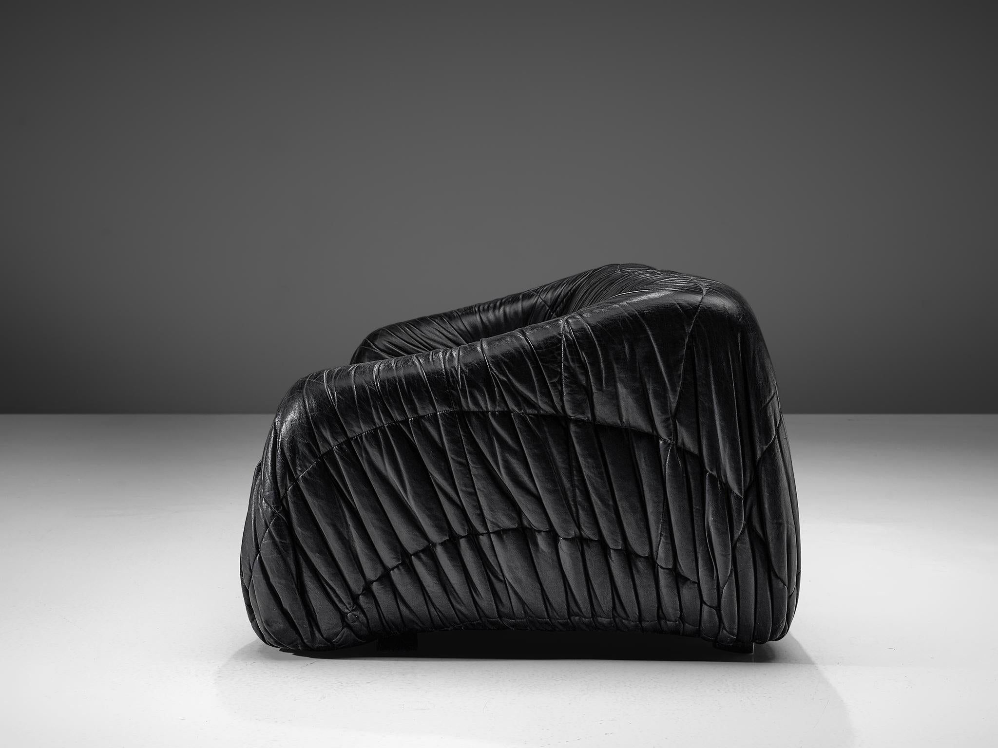De Pas, D'Urbino and Lomazzi Piumino Sofa in Black In Good Condition In Waalwijk, NL