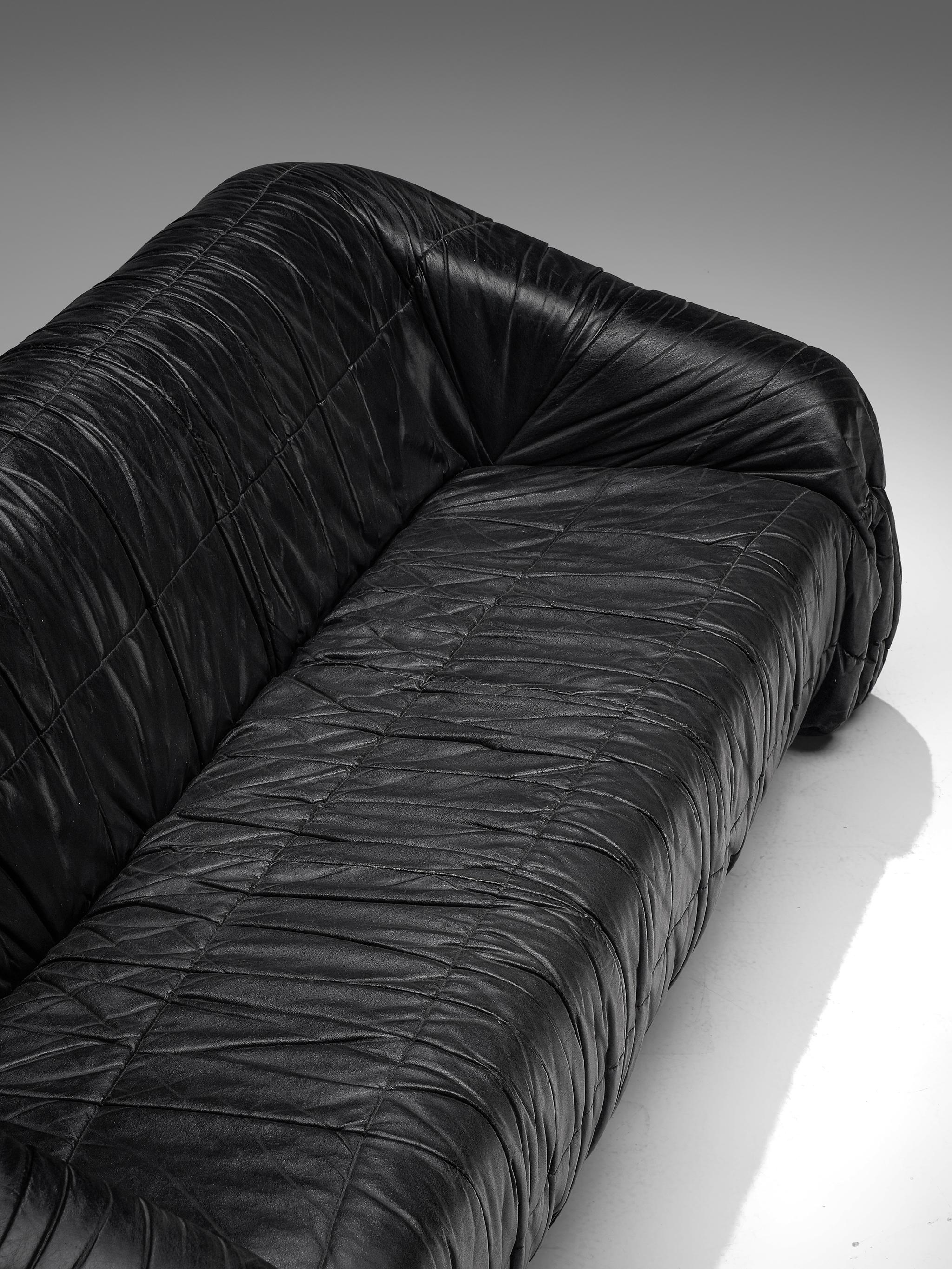 Late 20th Century De Pas, D'Urbino and Lomazzi Piumino Sofa in Black