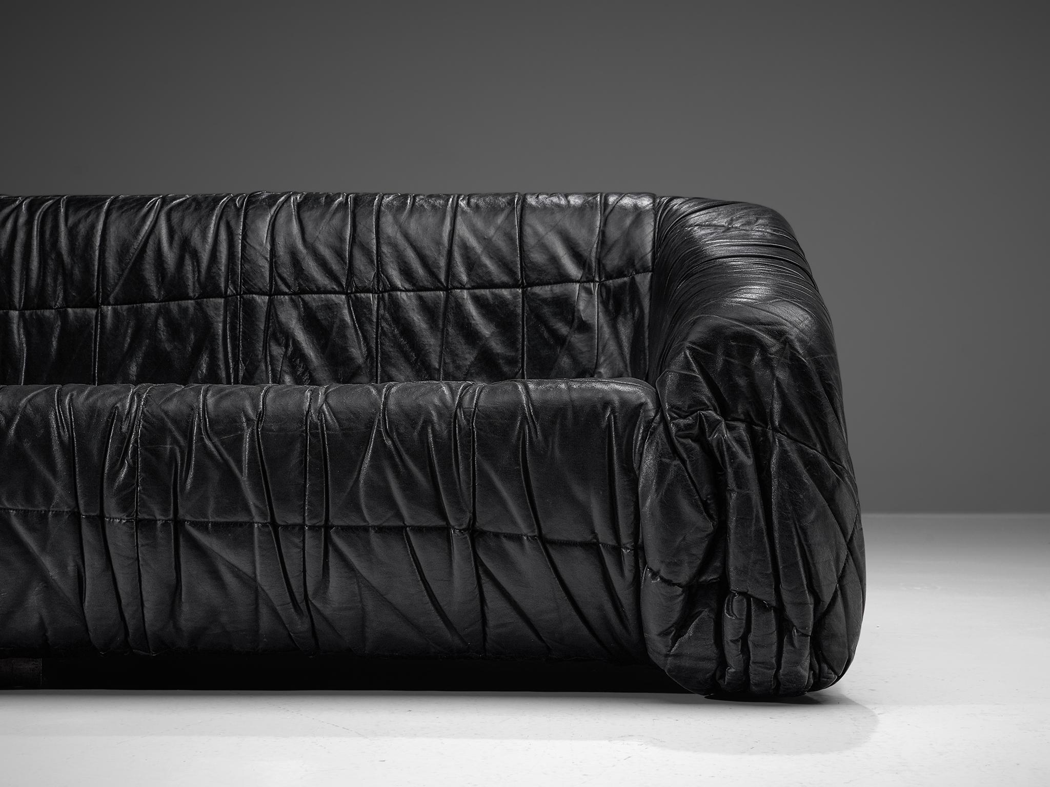 De Pas, D'Urbino and Lomazzi Piumino Sofa in Black 1
