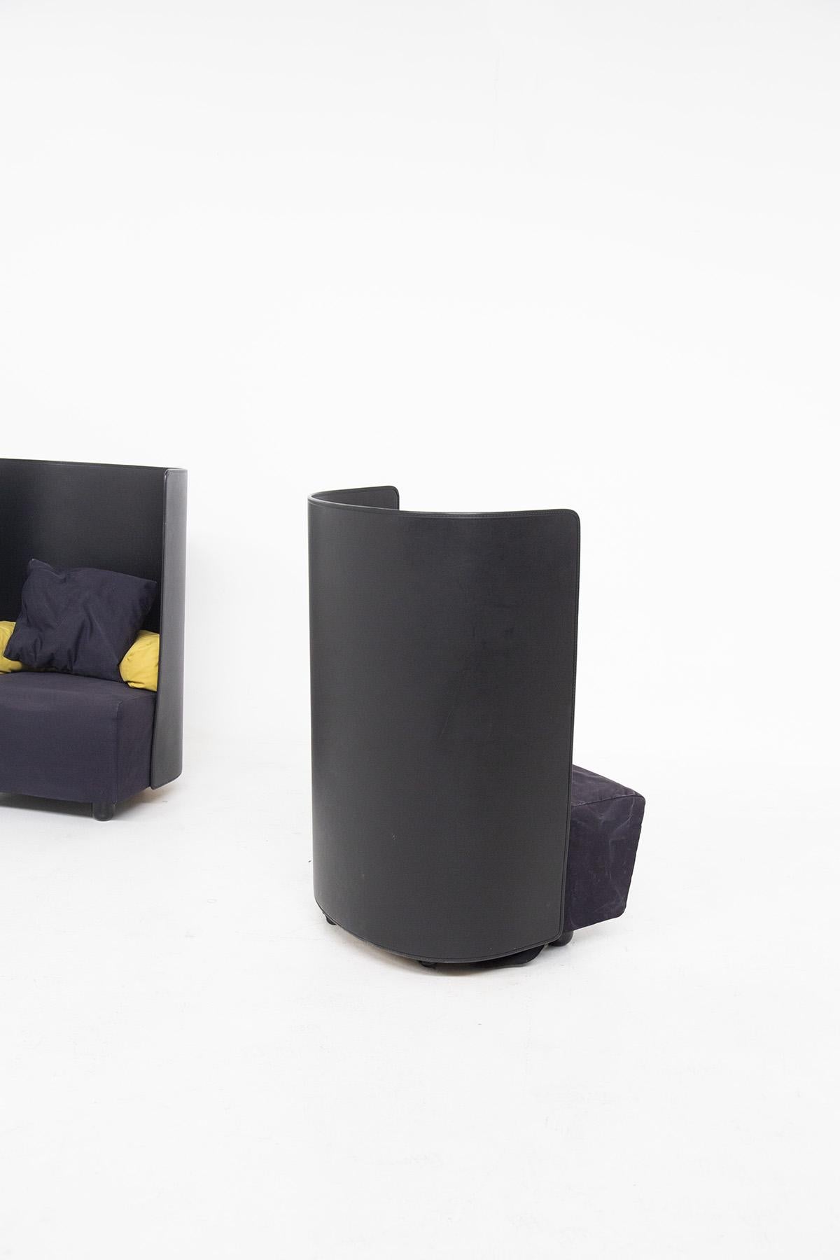 De Pas, D'Urbino and Zanotta Black and Yellow Armchairs For Sale 3