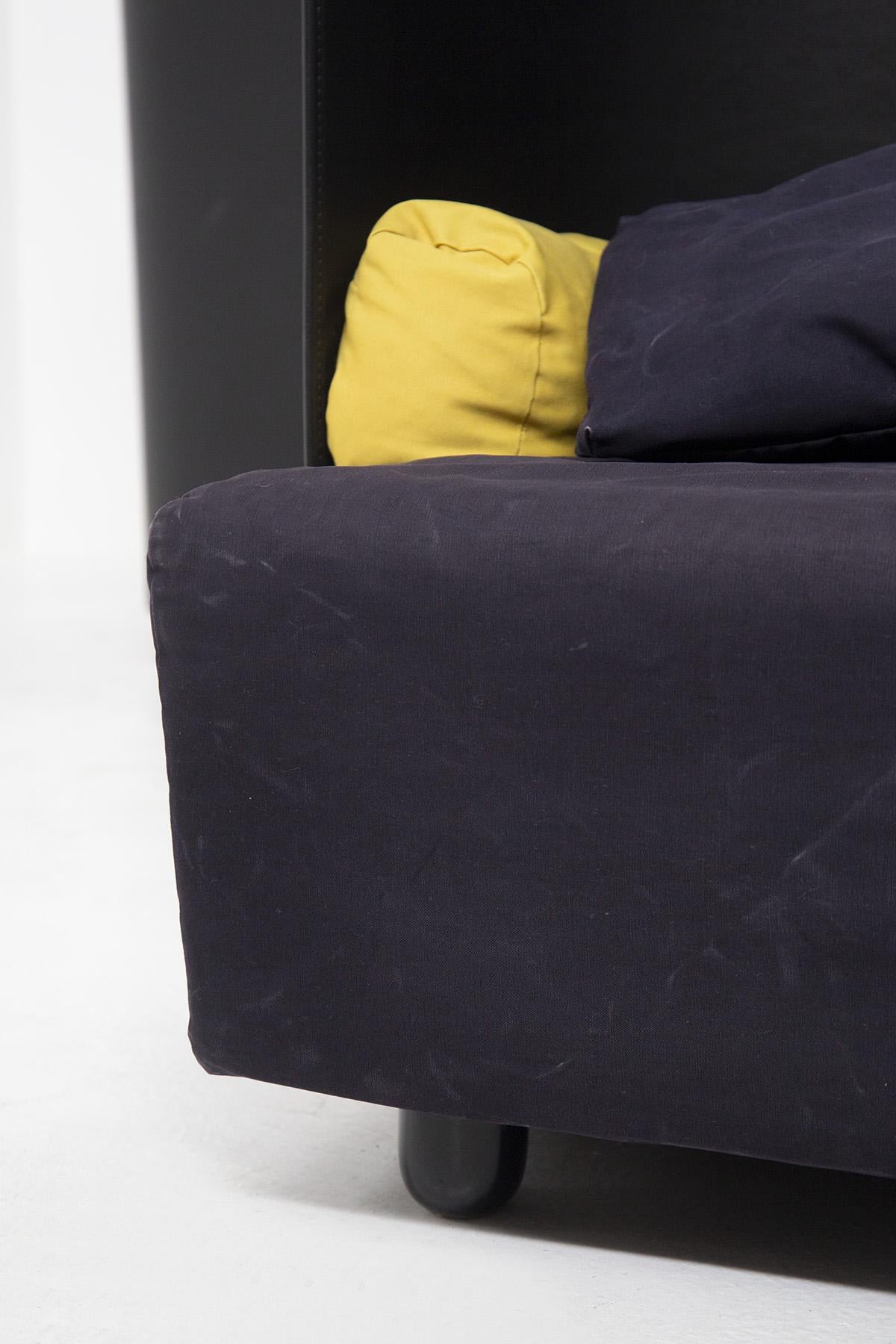 Fabric De Pas, D'Urbino and Zanotta Black and Yellow Armchairs For Sale