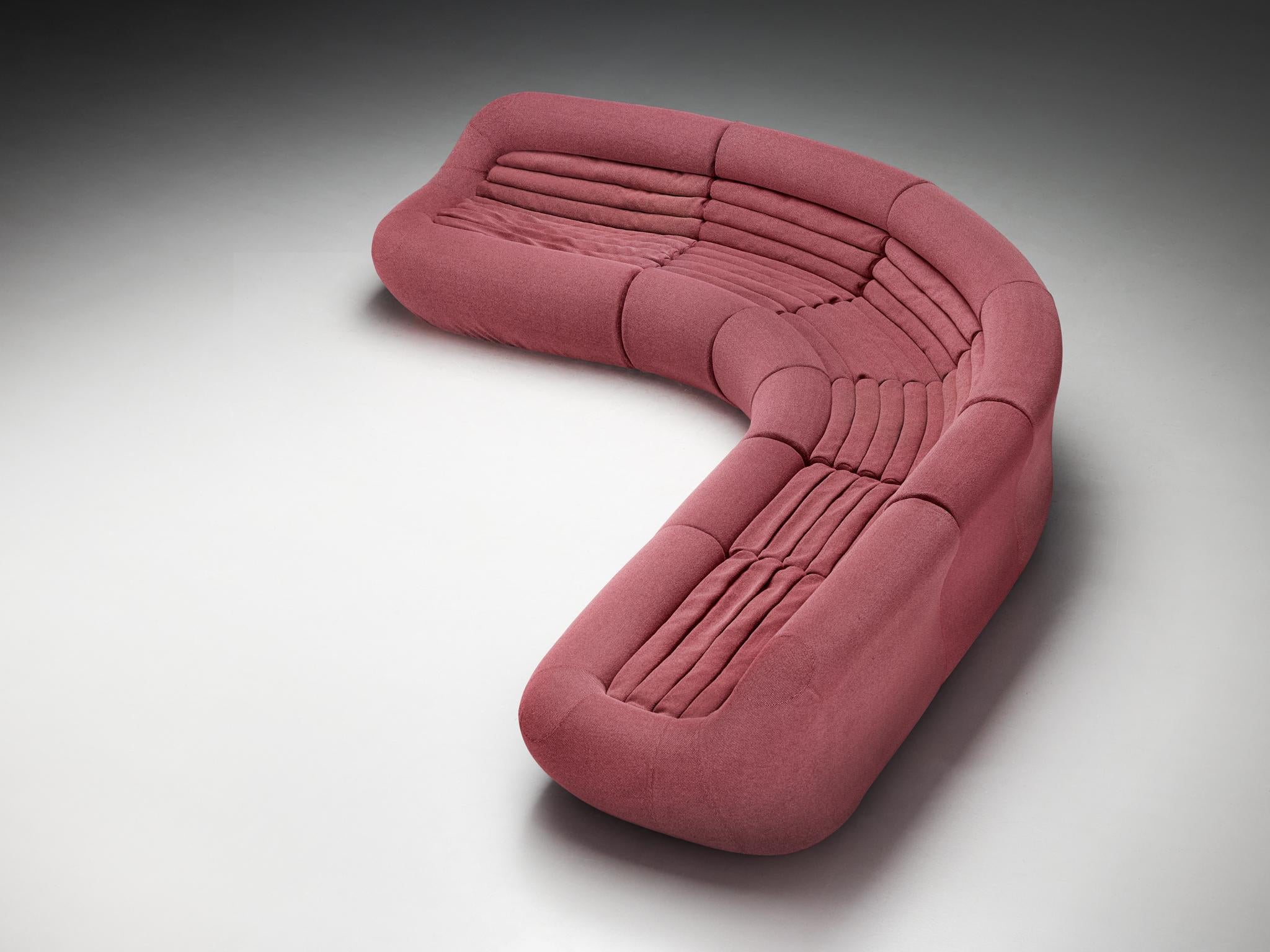 Jonathan de Pas, Donato D’Urbino, Paolo Lomazzi for BBB, sectional sofa 'Carrara', fabric, Italy 1969.

Large modular curved sofa, consisting of three corner elements and three regular elements. This sofa shows beautiful lines, which is enhanced by