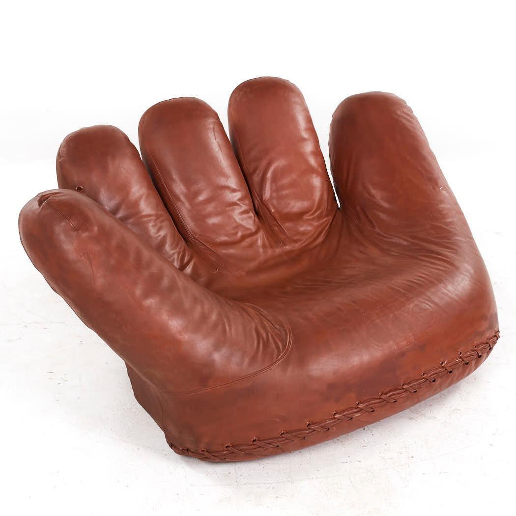 De Pas Durbino & Lomazzi for Poltronova MCM Leather Joe Baseball Glove Chair For Sale 2