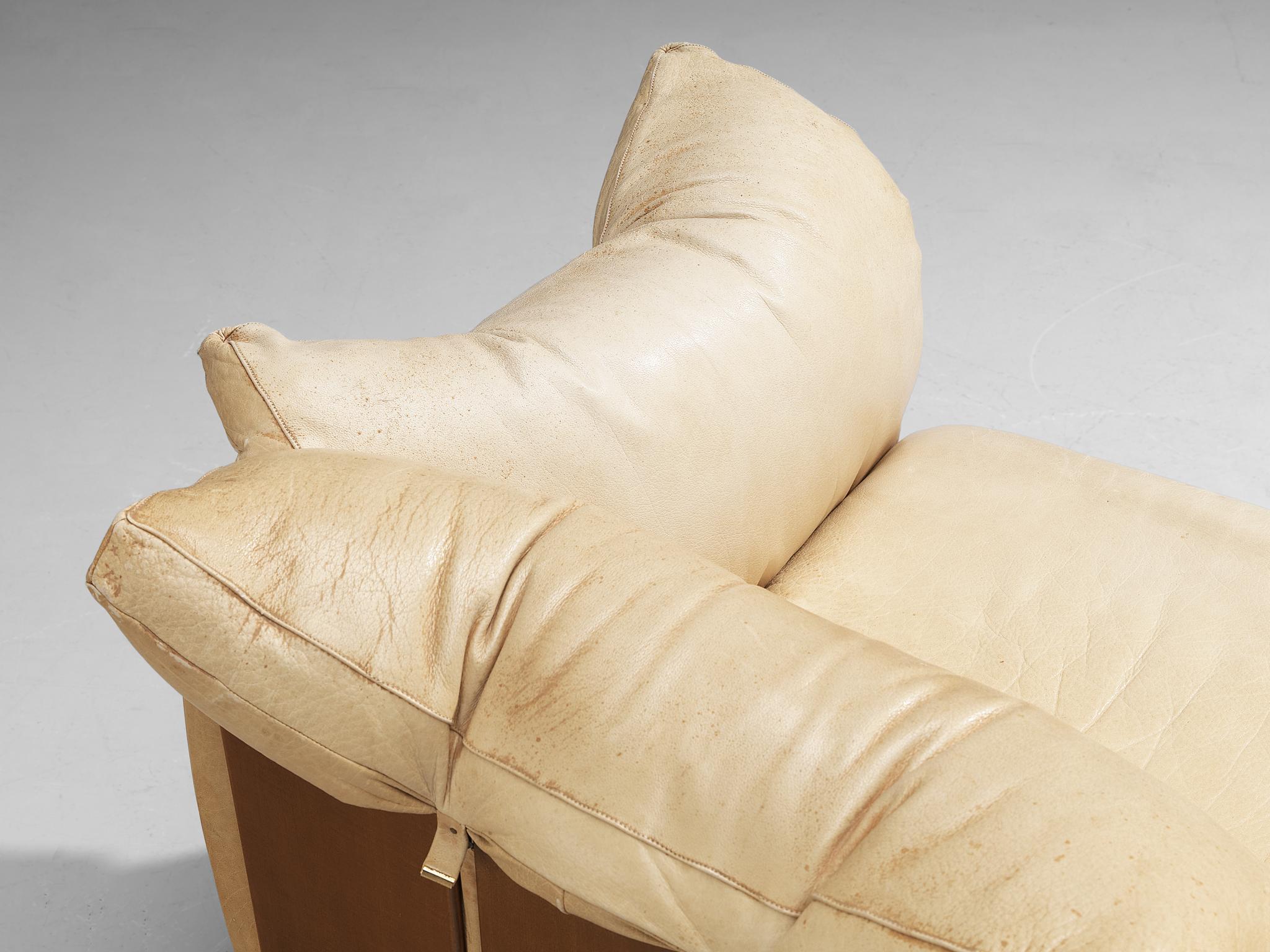 De Pas, D’Urbino & Lomazzi for Poltronova 'PITTI' Sofa in Beige Leather 4
