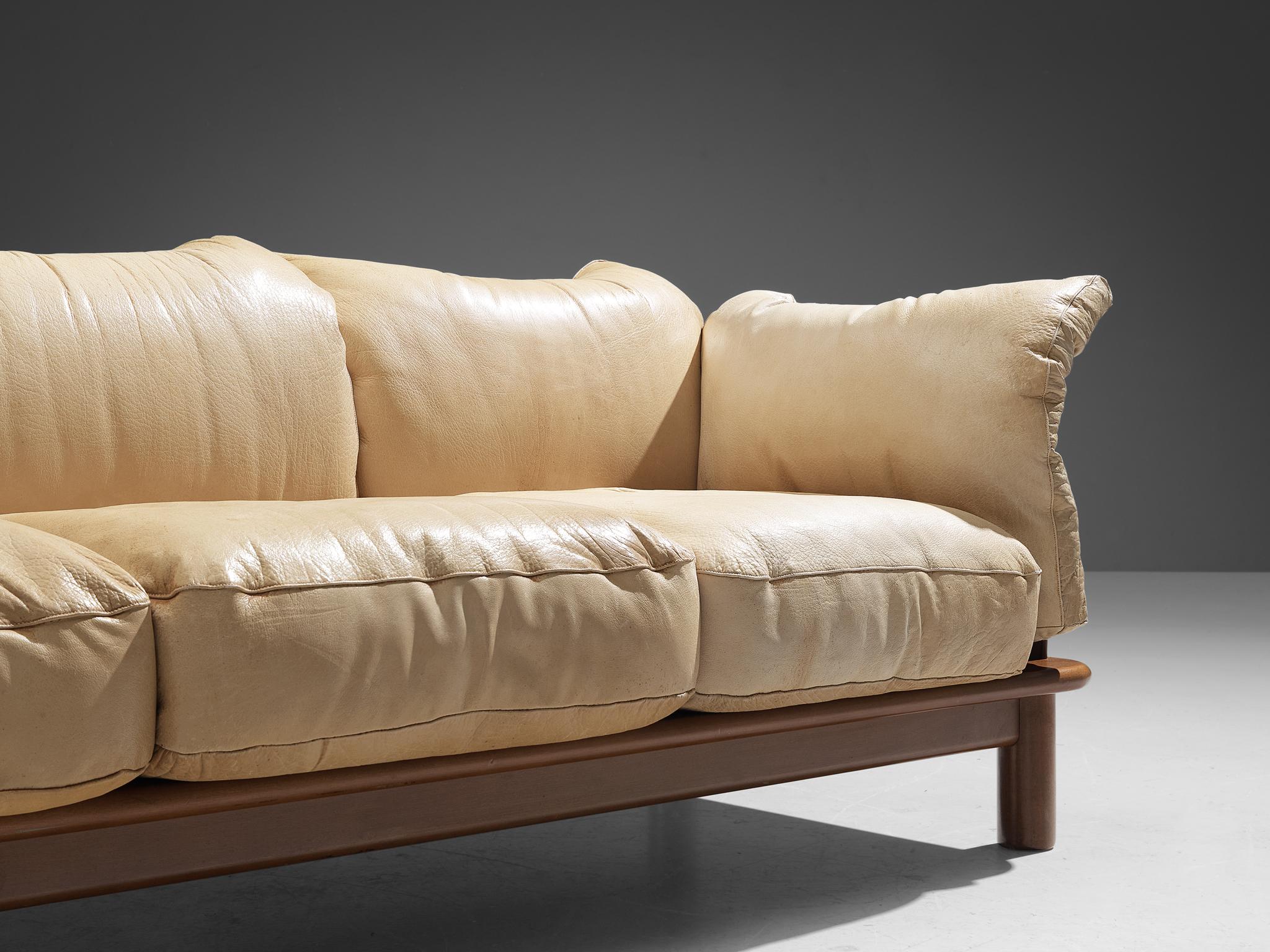 De Pas, D’Urbino & Lomazzi for Poltronova 'PITTI' Sofa in Beige Leather 1