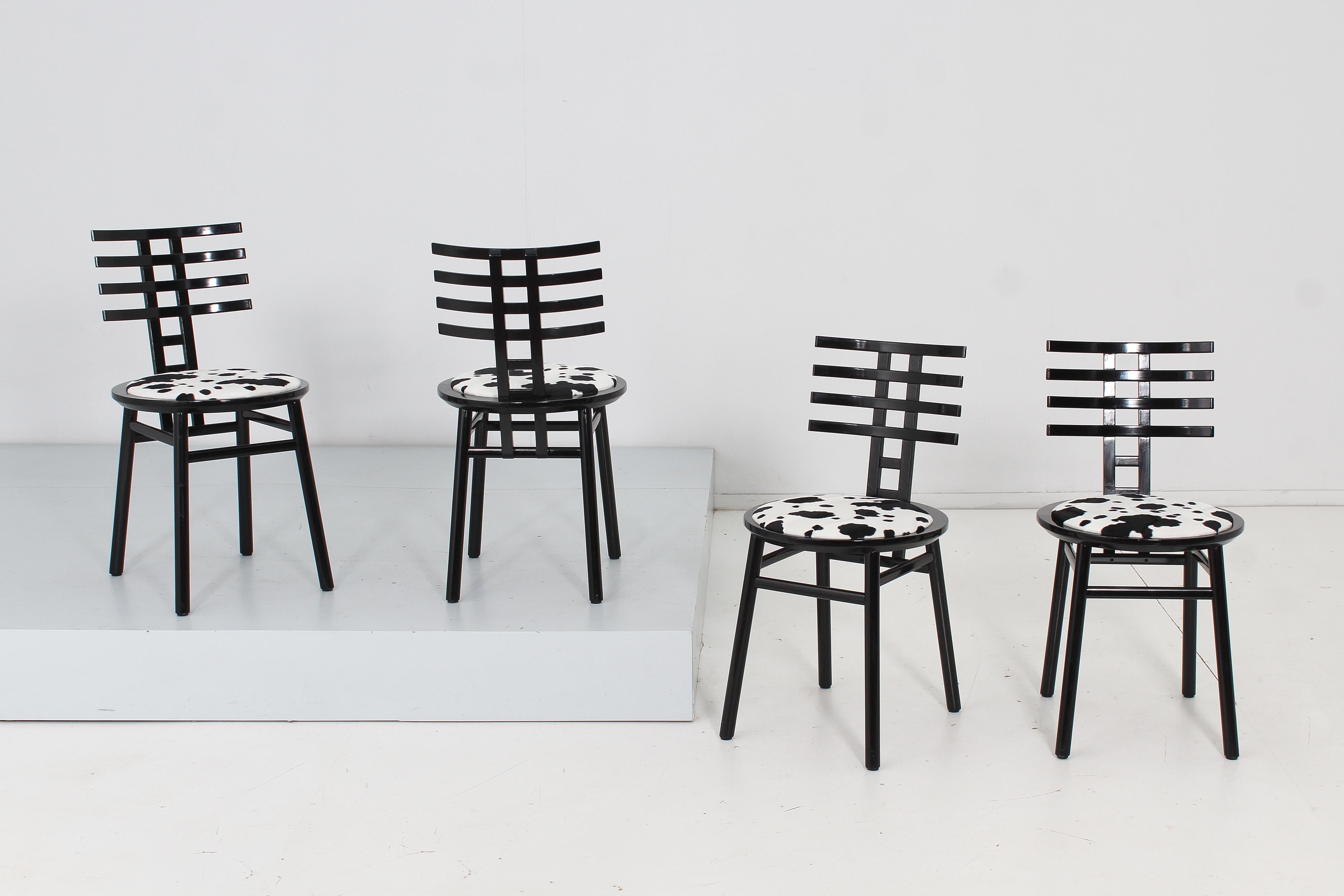 De Pas, D'urbino, Lomazzi für Sormani, 4er-Set „SARI“-Stühle, Italien, 1980er Jahre  (Ende des 20. Jahrhunderts) im Angebot