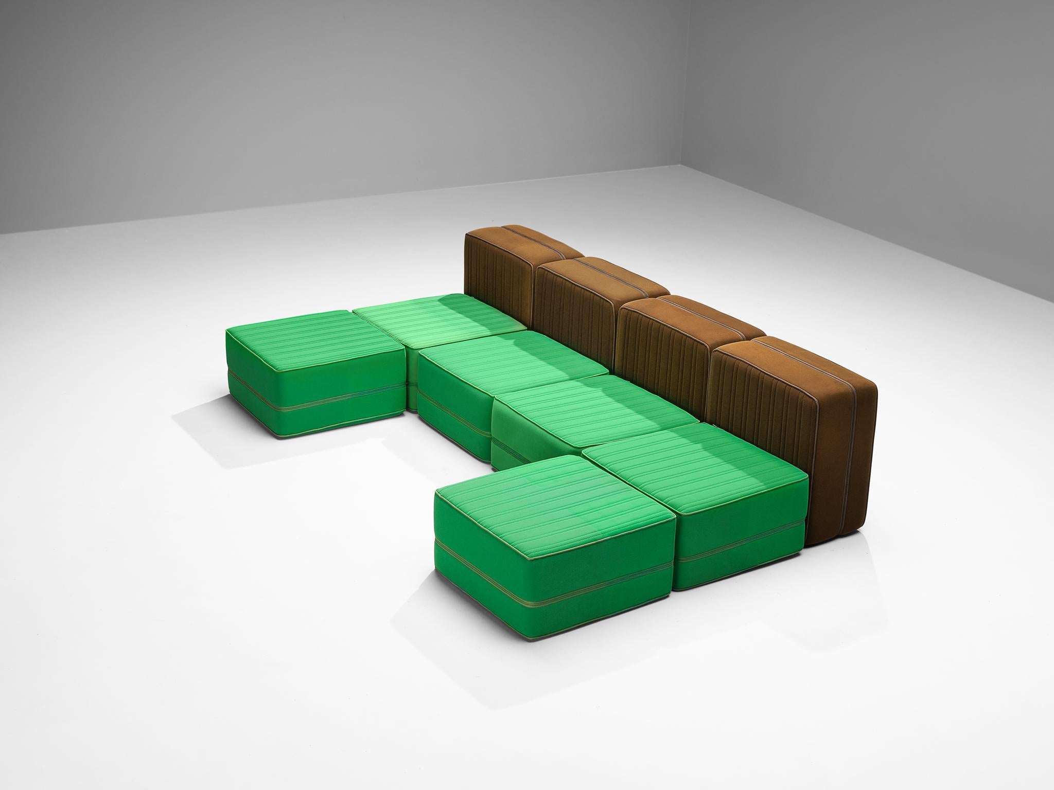 De Pas, D'Urbino & Lomazzi for Zanotta 'Settebello' Canapé sectionnel Vert Brown en vente 2