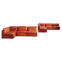 De Pas, D'urbino, Lomazzi Leather Modular Sofa, Italy, Mid-Century Modern