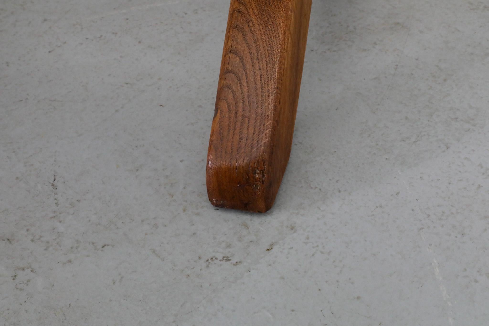 De Puydt Attributed Heavy Brutalist Oak Trestle Coffee Table or Bench 14
