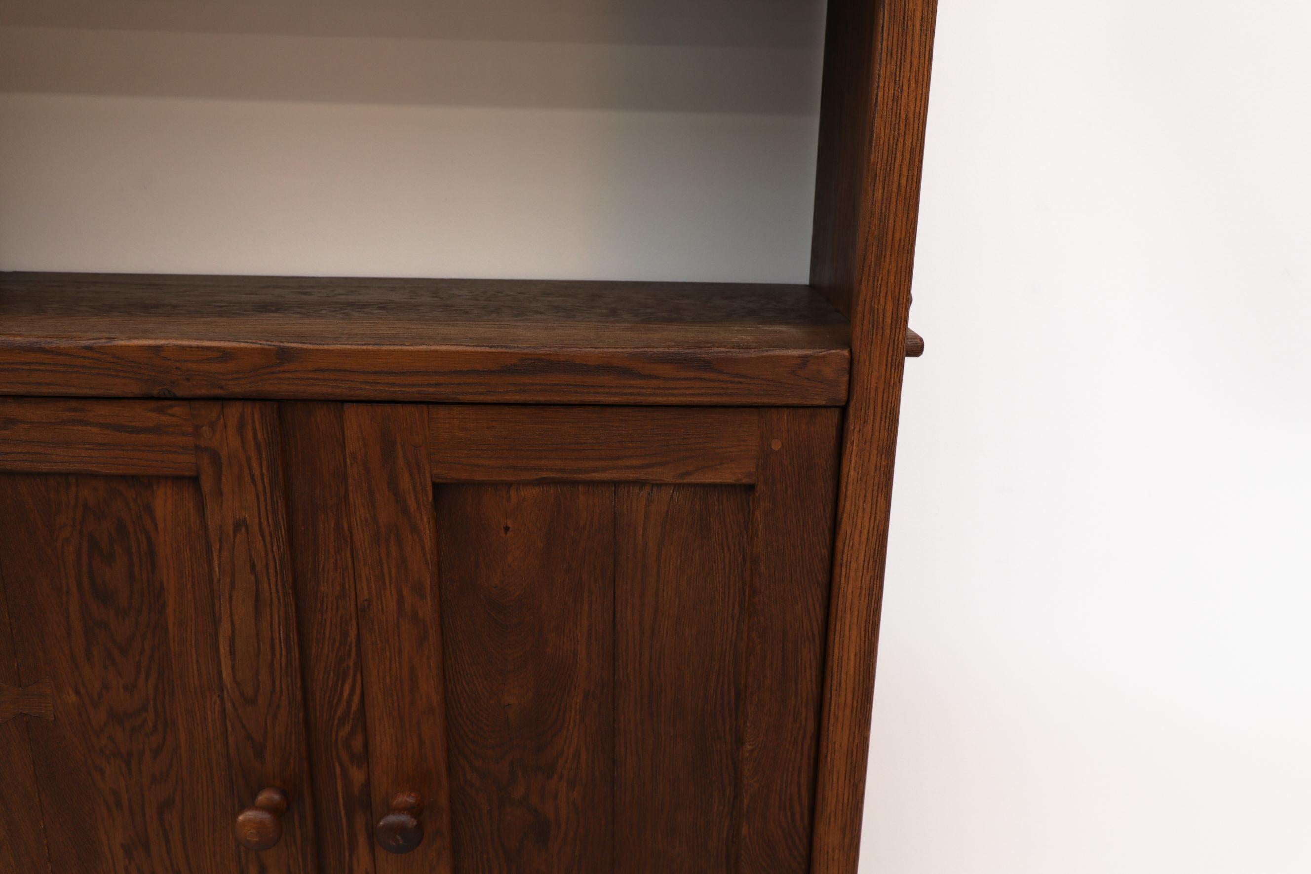 De Puydt Brutalist Oak Book Shelf with Lower Cabinet 4