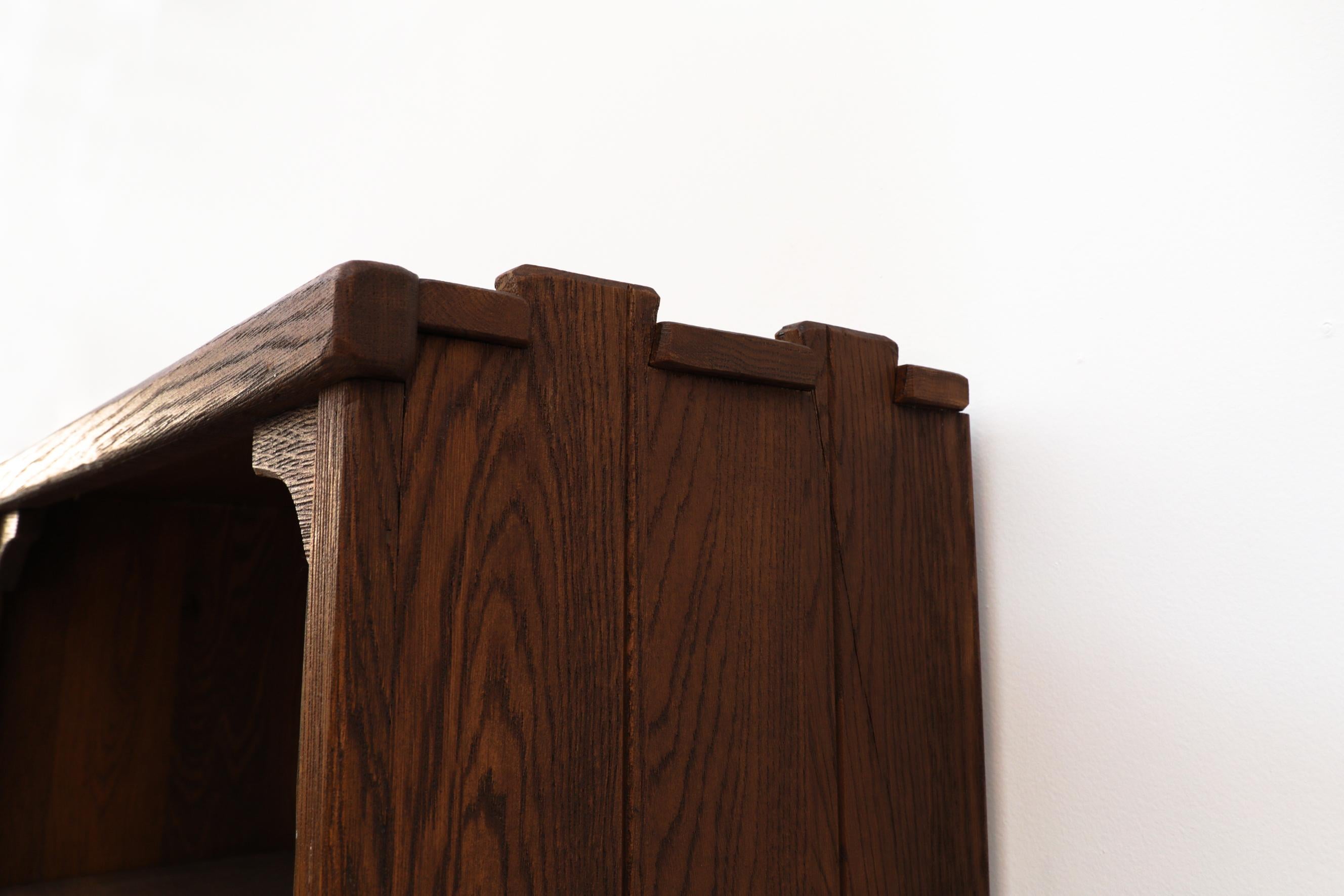 De Puydt Brutalist Oak Book Shelf with Lower Cabinet 2