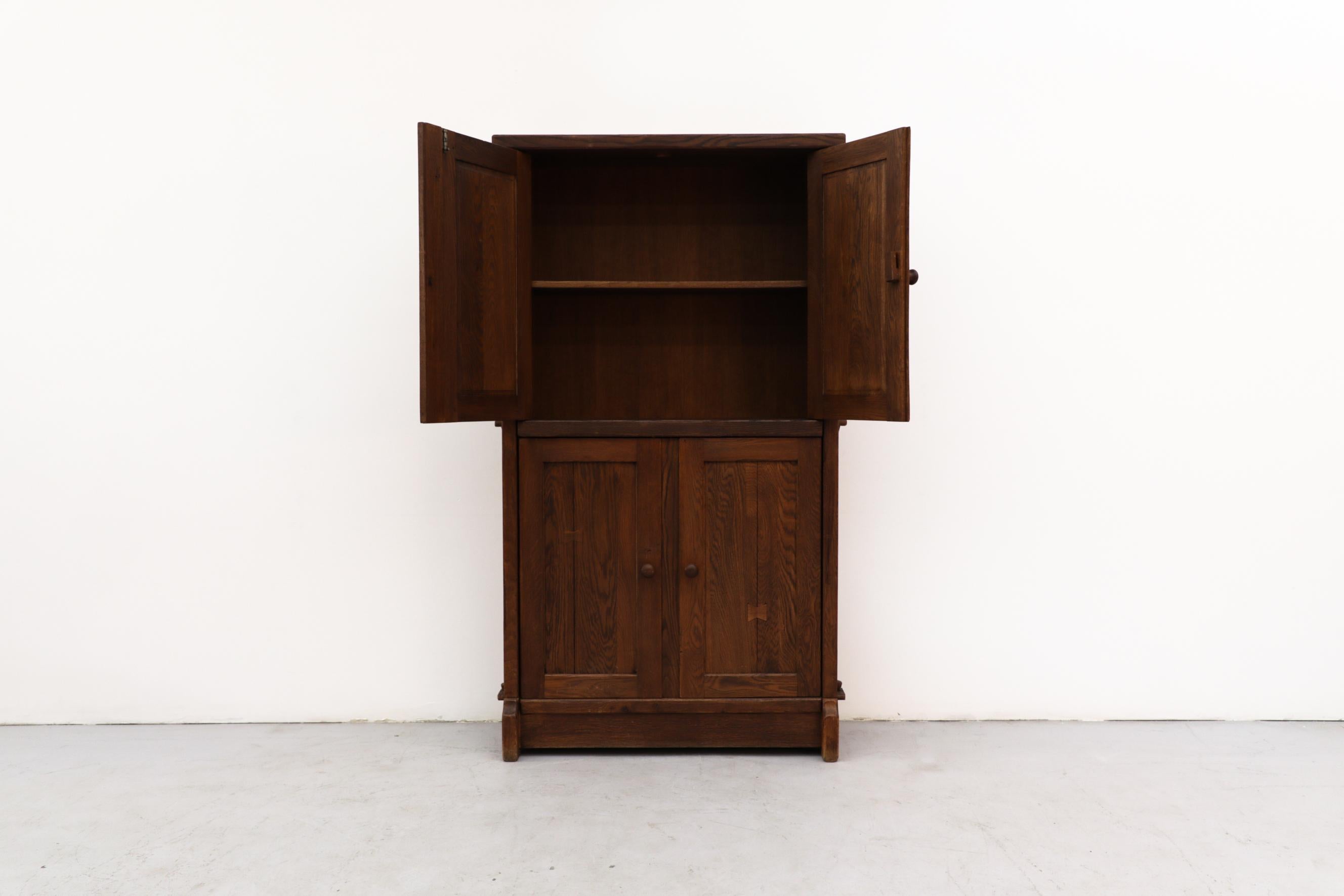 Mid-Century Modern De Puydt Brutalist Oak Cabinet
